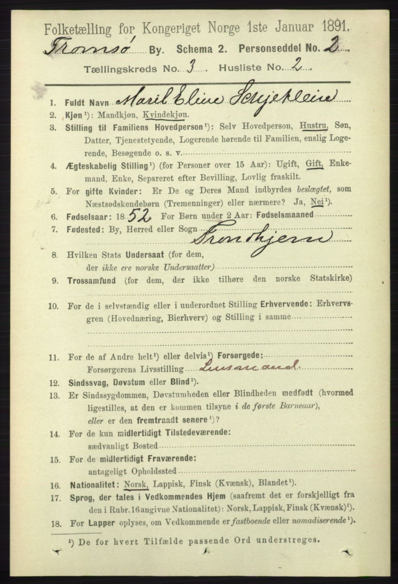 RA, 1891 census for 1902 Tromsø, 1891, p. 3183