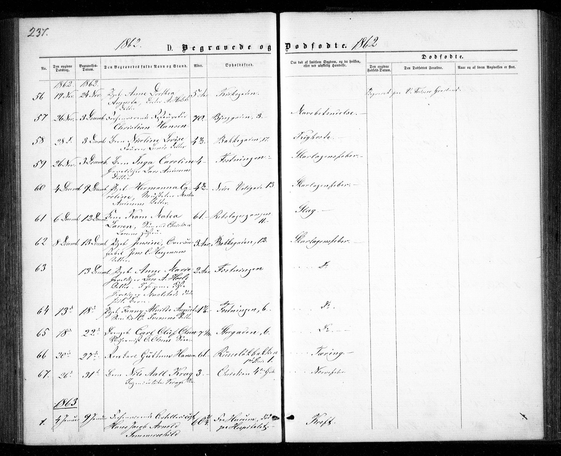 Garnisonsmenigheten Kirkebøker, SAO/A-10846/G/Ga/L0006: Parish register (copy) no. 6, 1860-1880, p. 237
