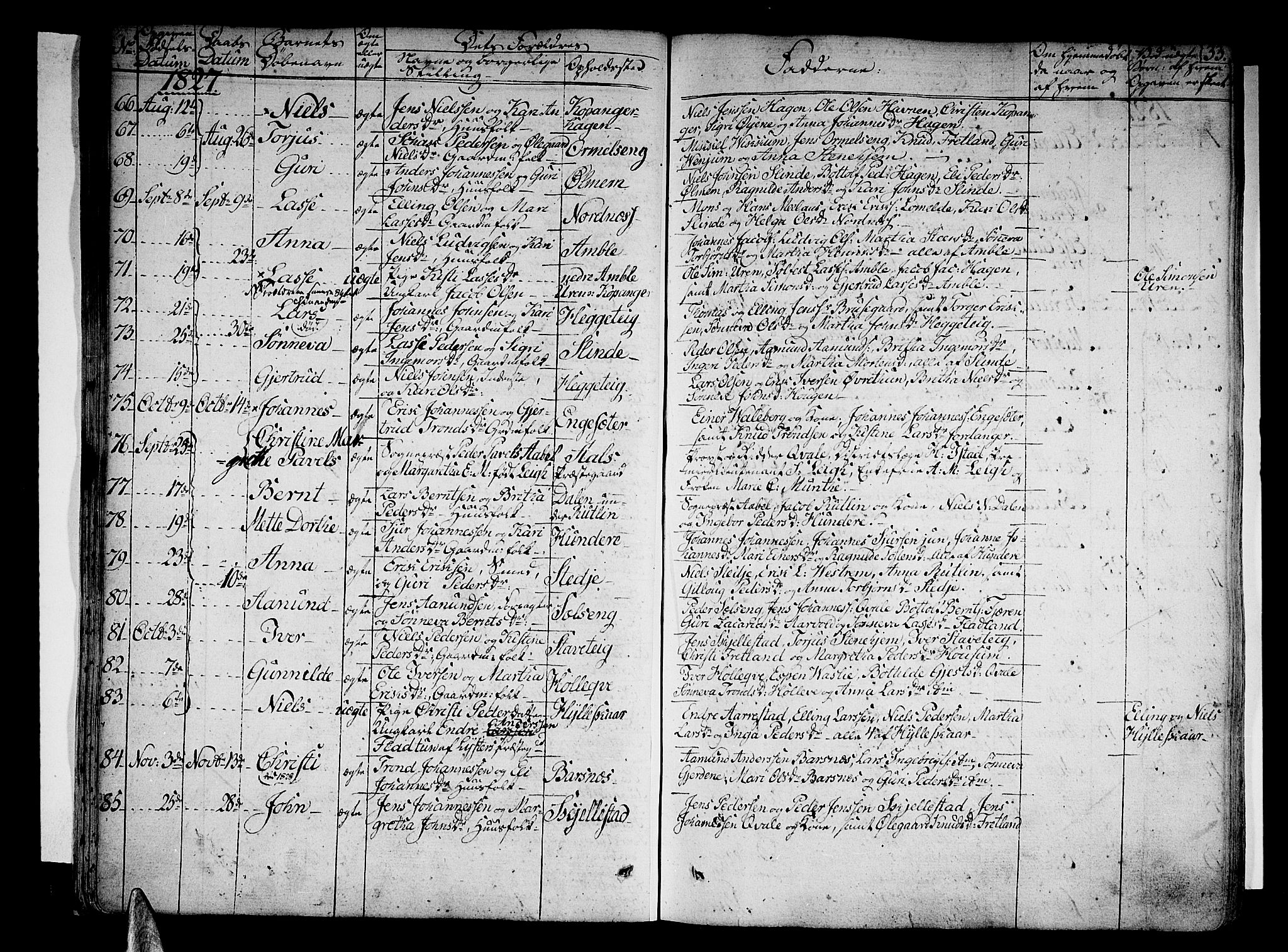 Sogndal sokneprestembete, AV/SAB-A-81301/H/Haa/Haaa/L0010: Parish register (official) no. A 10, 1821-1838, p. 33