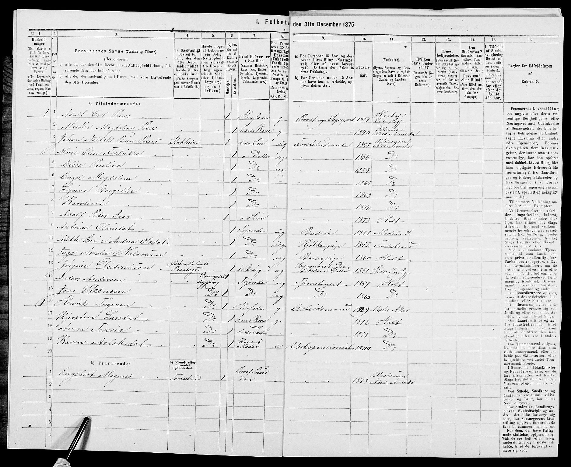 SAK, 1875 census for 0914L Holt/Holt, 1875, p. 50