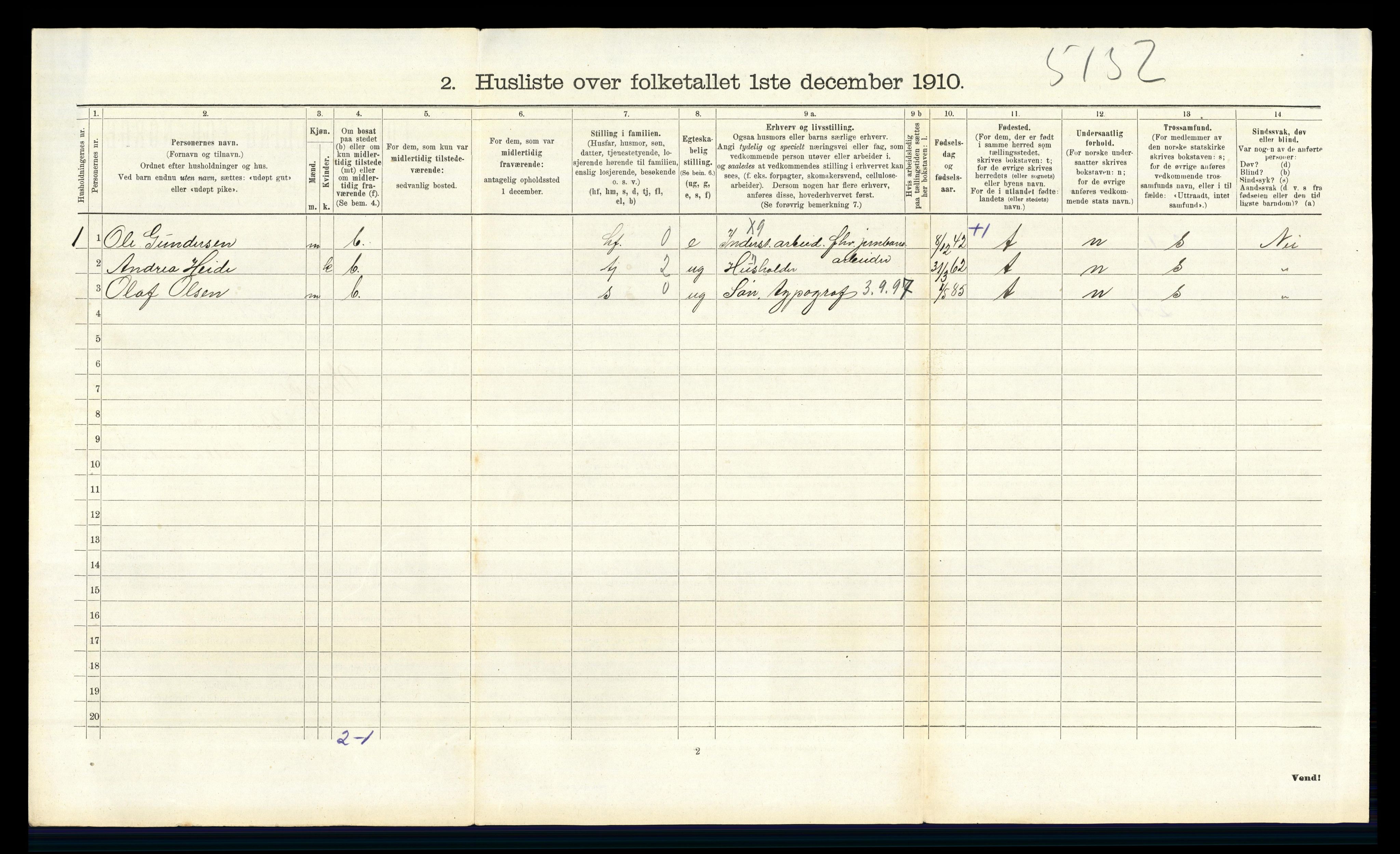 RA, 1910 census for Vinger, 1910, p. 932