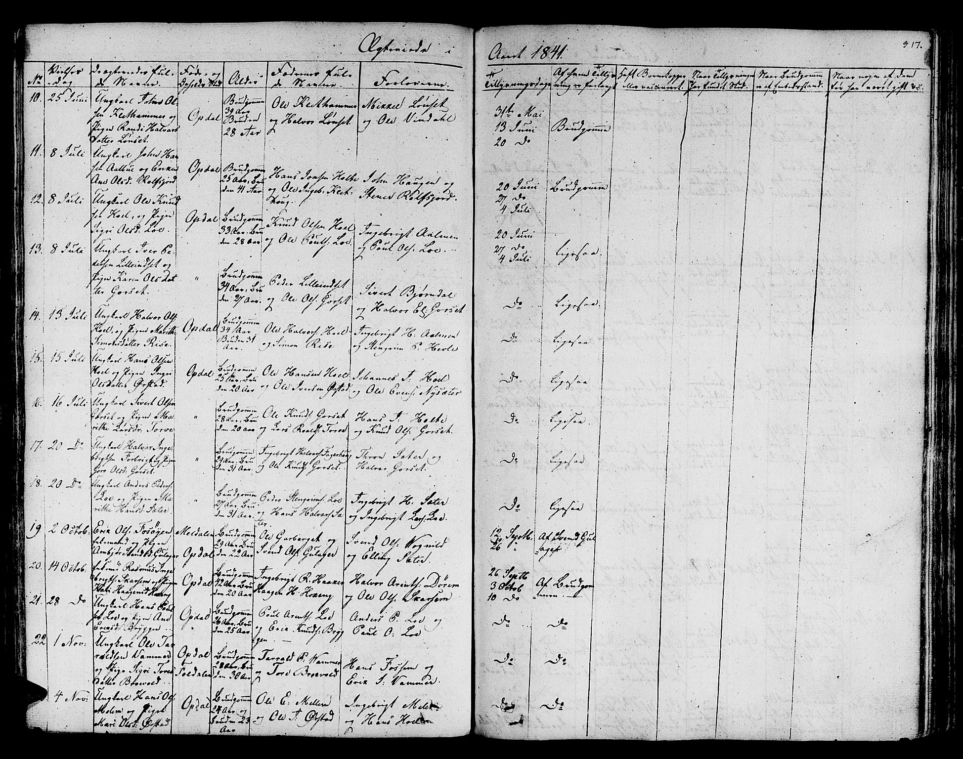 Ministerialprotokoller, klokkerbøker og fødselsregistre - Sør-Trøndelag, SAT/A-1456/678/L0897: Parish register (official) no. 678A06-07, 1821-1847, p. 317