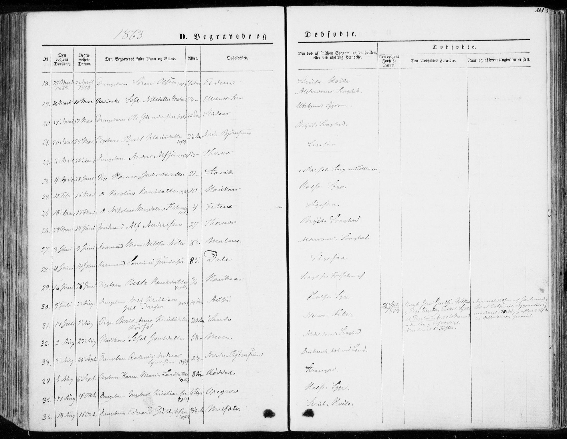 Ministerialprotokoller, klokkerbøker og fødselsregistre - Møre og Romsdal, SAT/A-1454/565/L0748: Parish register (official) no. 565A02, 1845-1872, p. 261