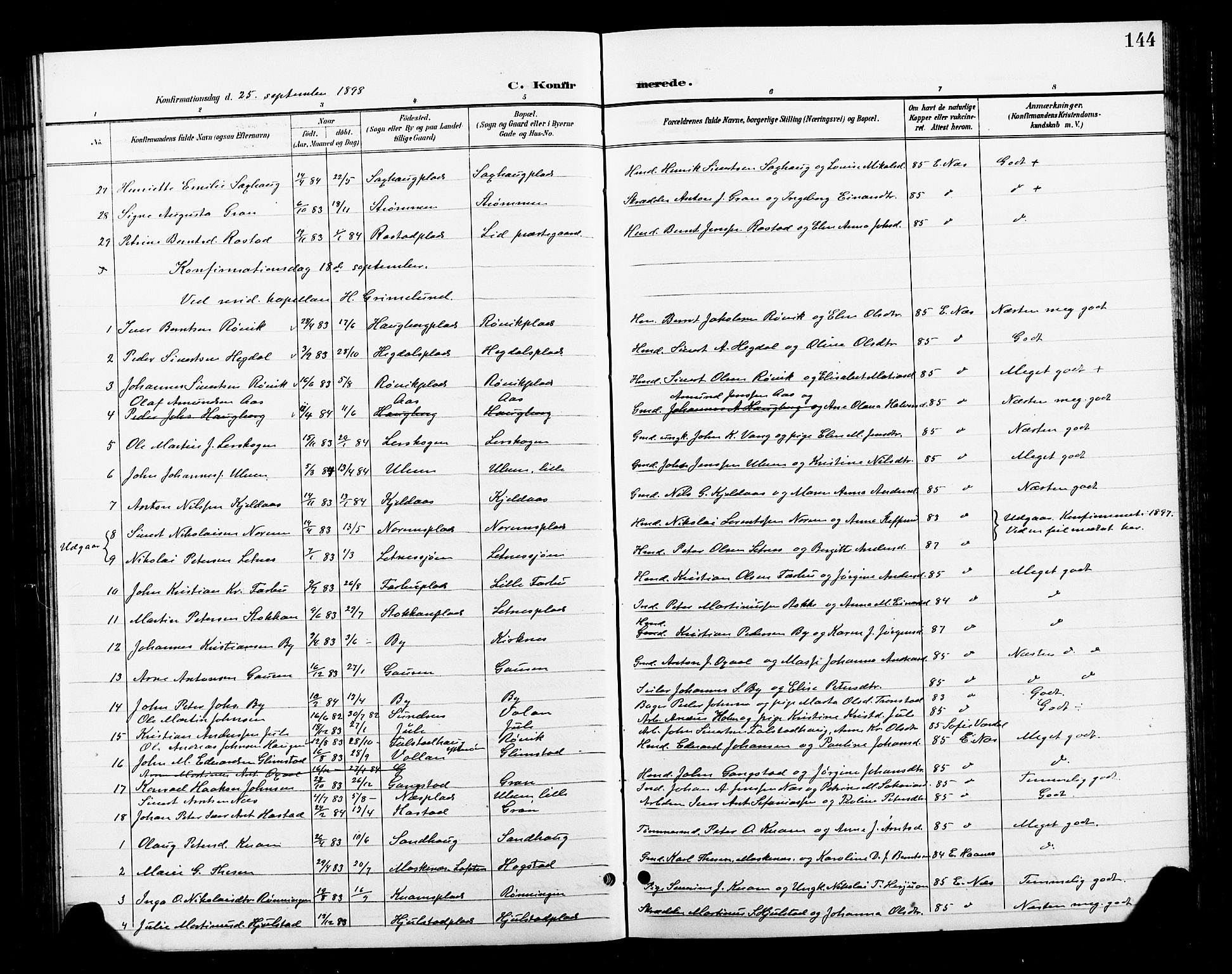 Ministerialprotokoller, klokkerbøker og fødselsregistre - Nord-Trøndelag, SAT/A-1458/730/L0302: Parish register (copy) no. 730C05, 1898-1924, p. 144