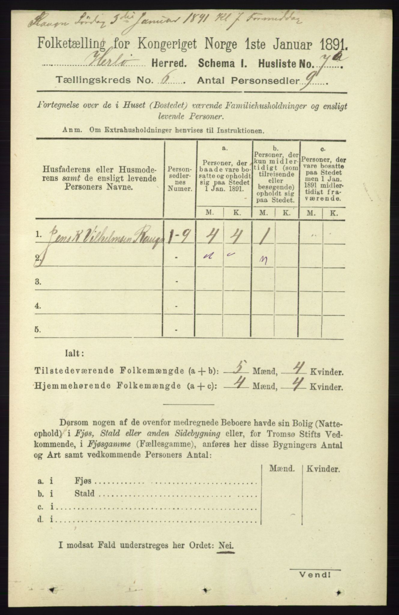 RA, 1891 census for 1258 Herdla, 1891, p. 2558