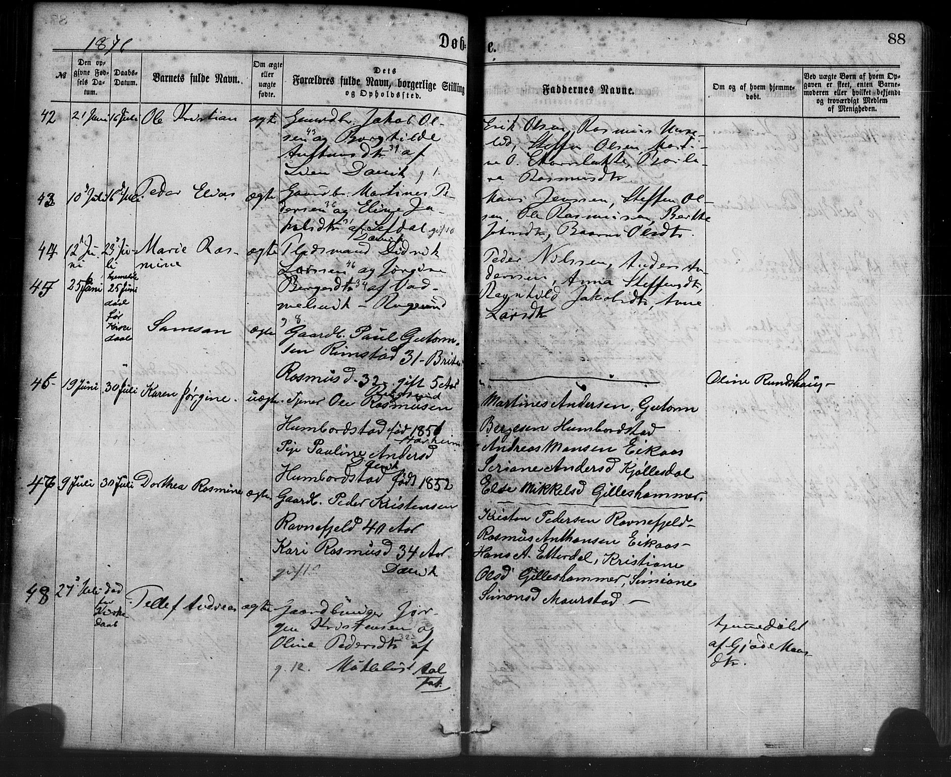 Davik sokneprestembete, SAB/A-79701/H/Haa/Haaa/L0006: Parish register (official) no. A 6, 1867-1881, p. 88