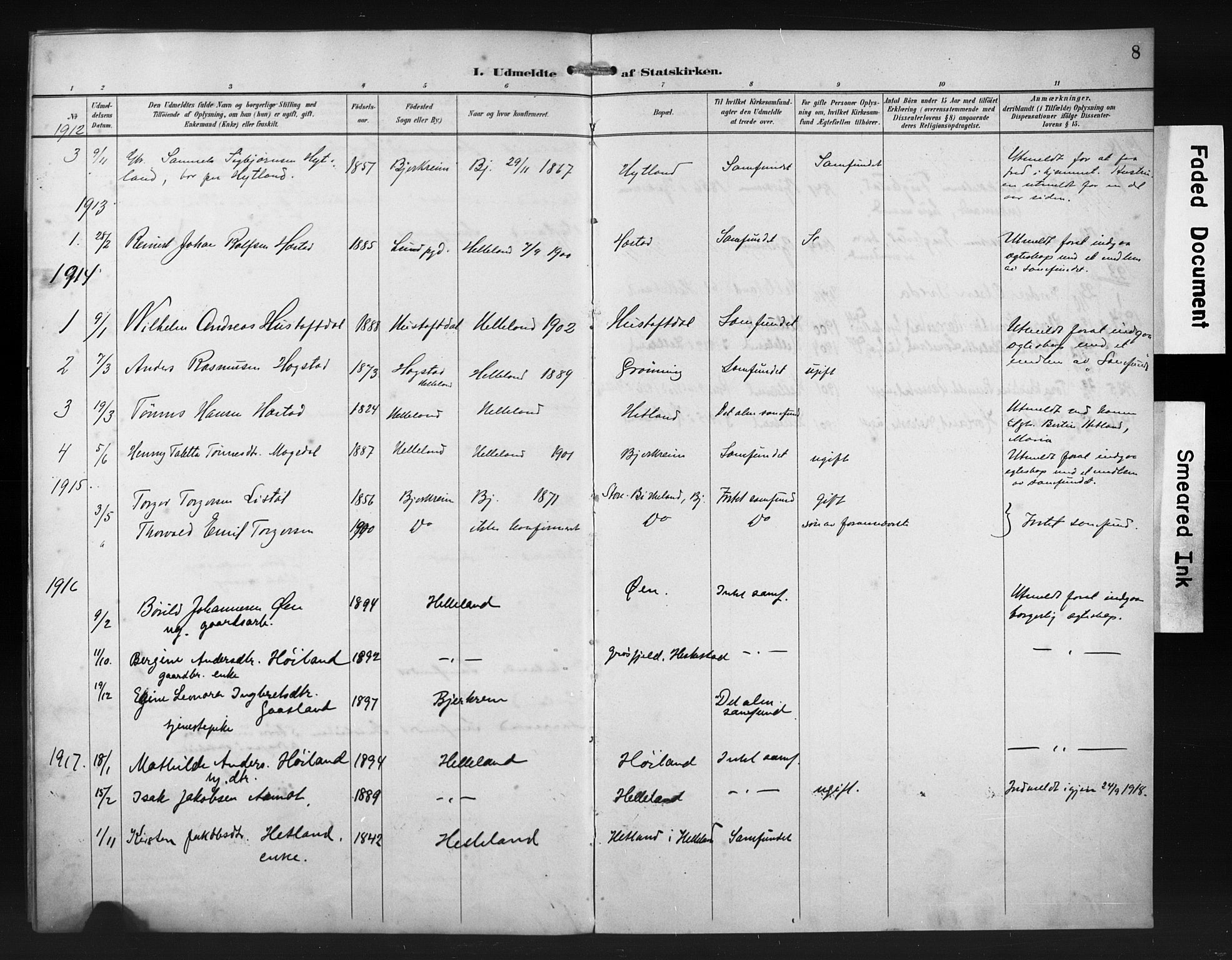 Helleland sokneprestkontor, SAST/A-101810: Parish register (official) no. 30BA12, 1892-1918, p. 8