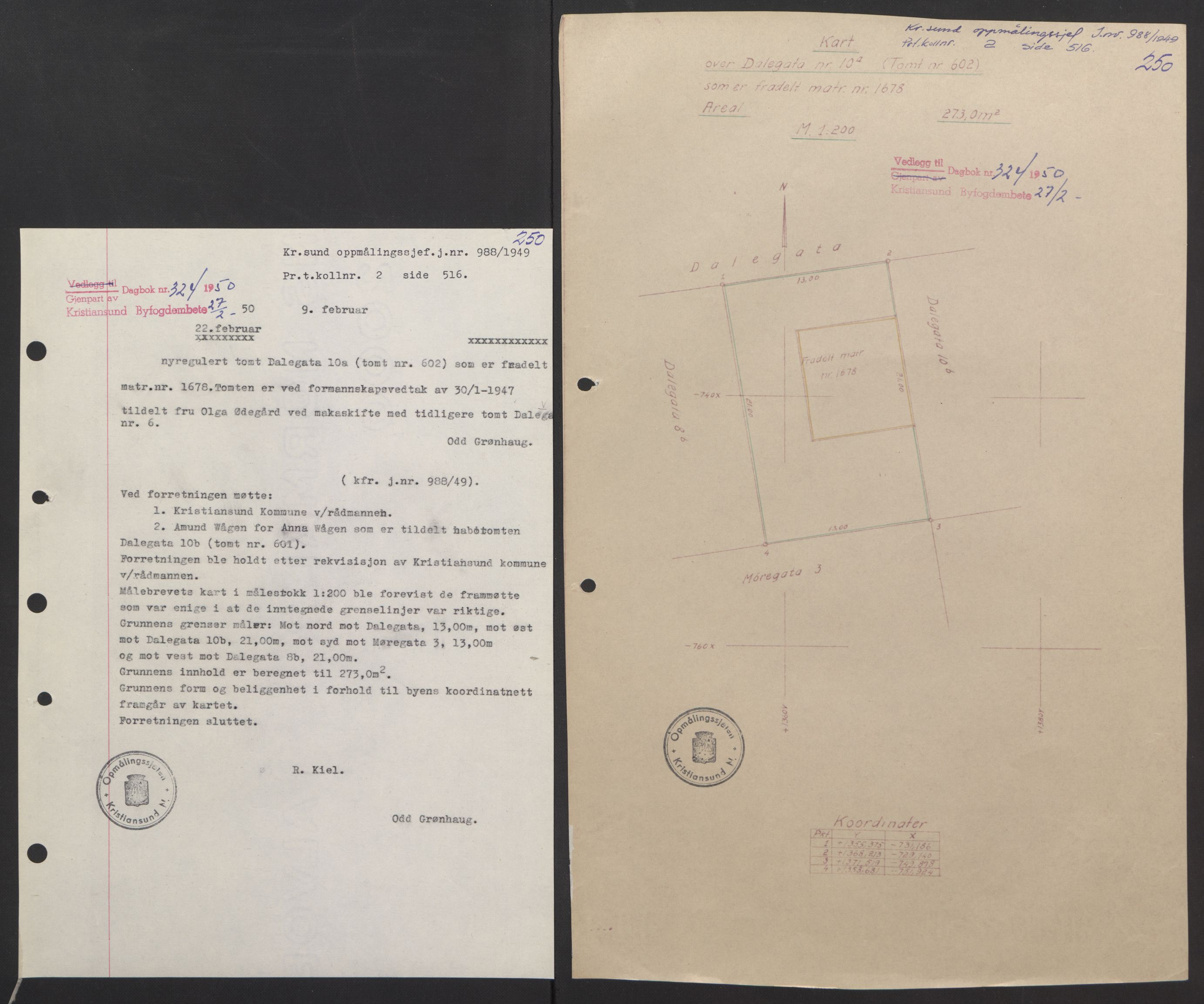 Kristiansund byfogd, AV/SAT-A-4587/A/27: Mortgage book no. 42, 1947-1950, Diary no: : 324/1950