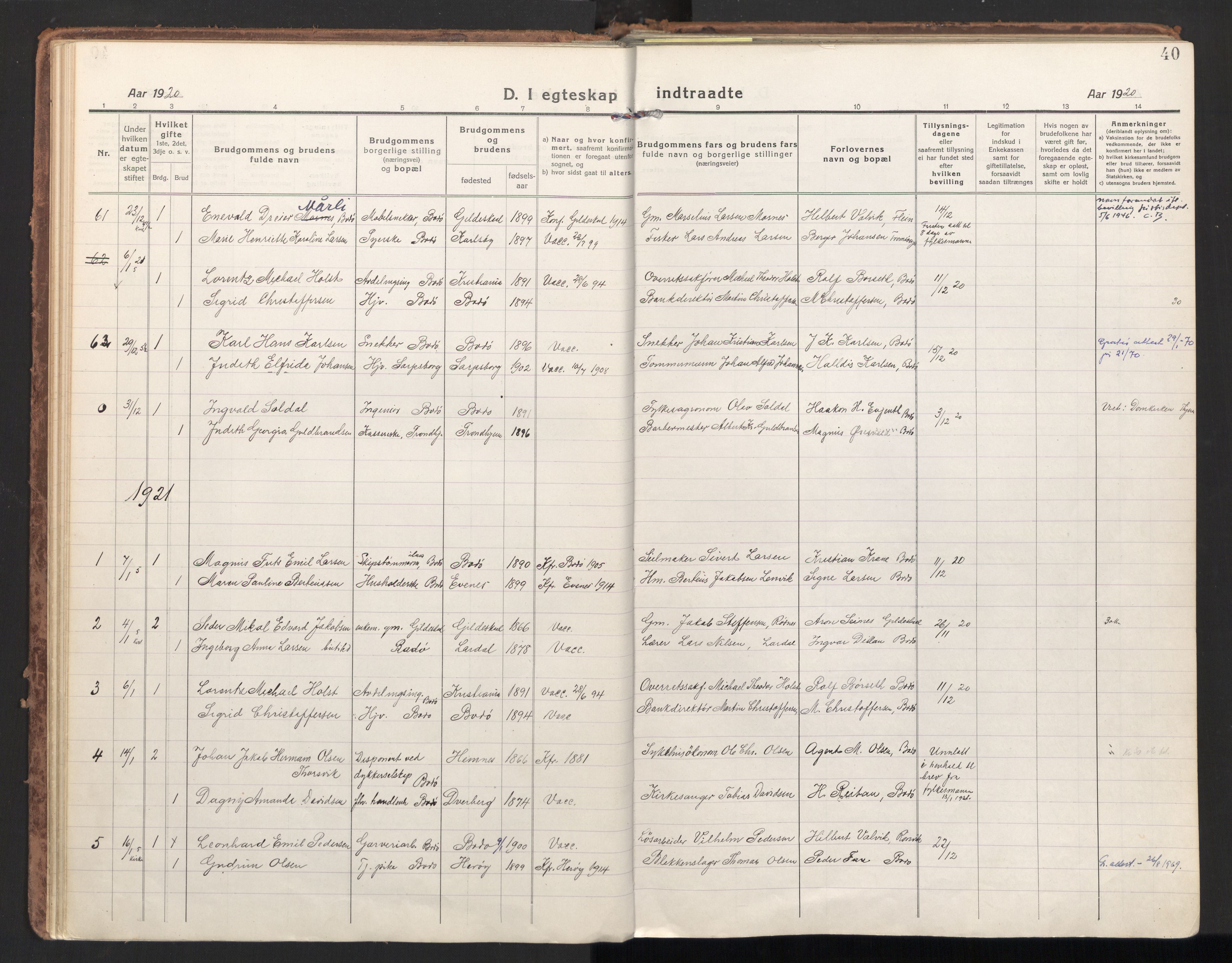 Ministerialprotokoller, klokkerbøker og fødselsregistre - Nordland, AV/SAT-A-1459/801/L0018: Parish register (official) no. 801A18, 1916-1930, p. 40