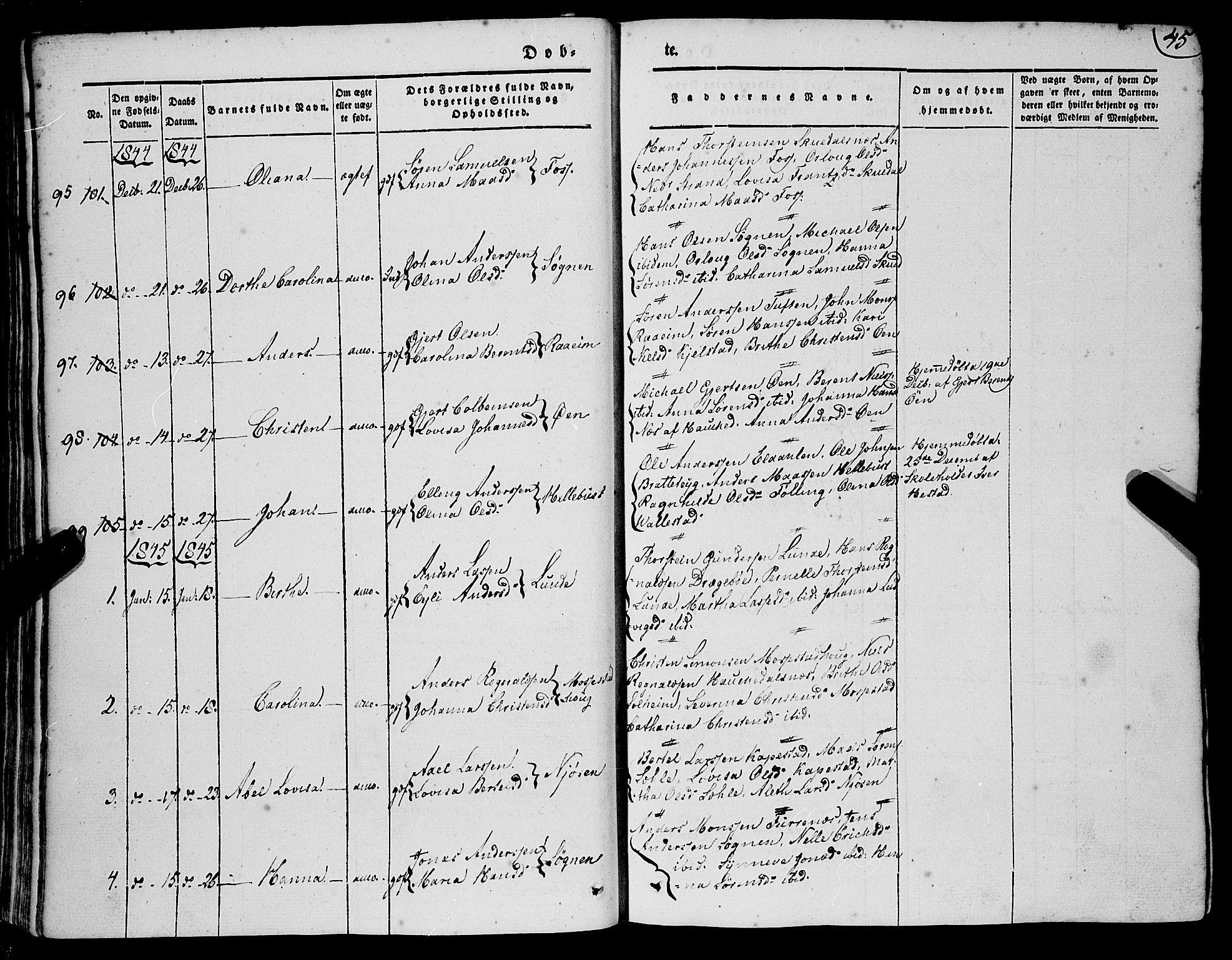 Gaular sokneprestembete, SAB/A-80001/H/Haa: Parish register (official) no. A 4I, 1840-1859, p. 45