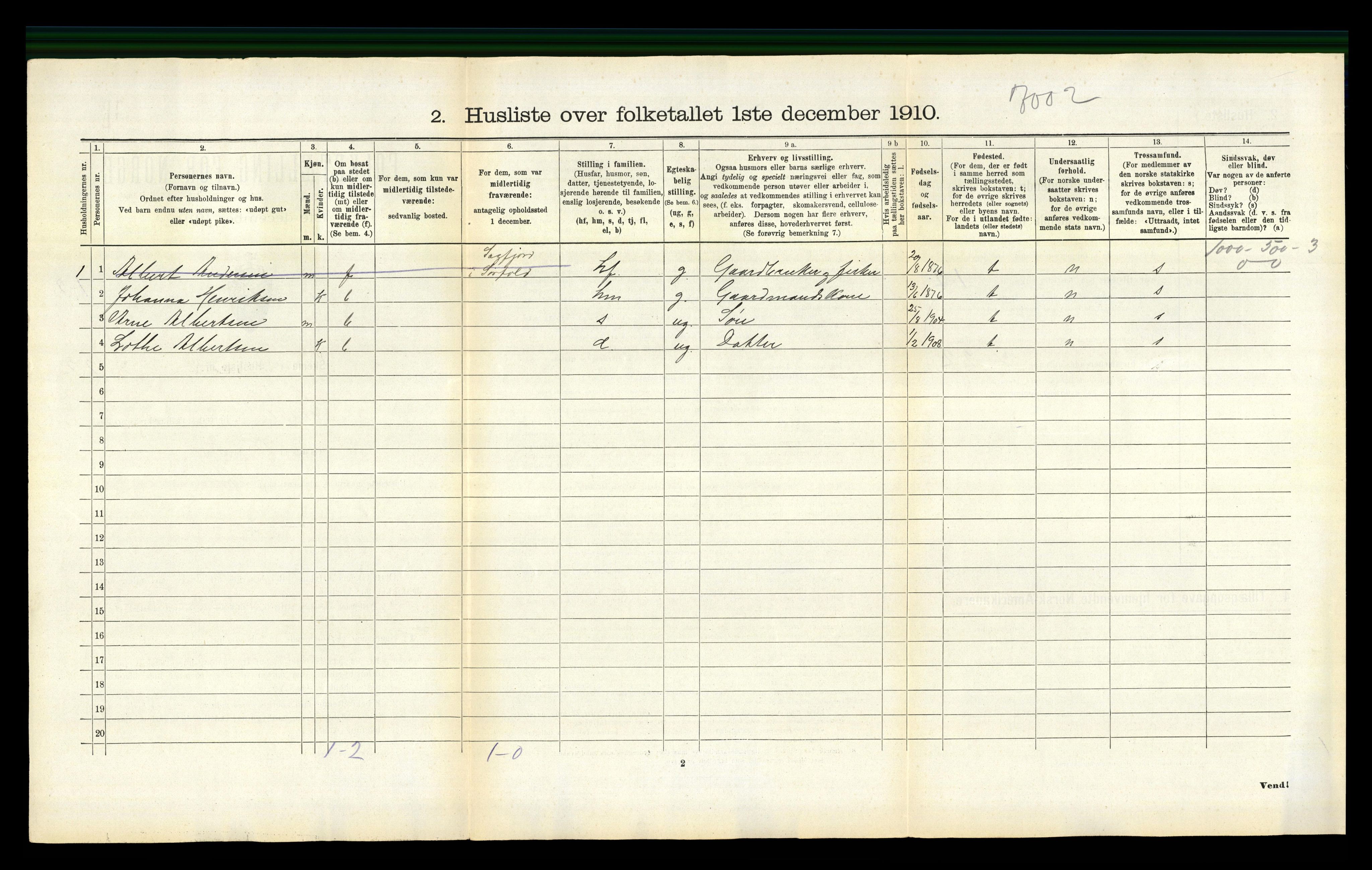 RA, 1910 census for Sørfold, 1910, p. 805