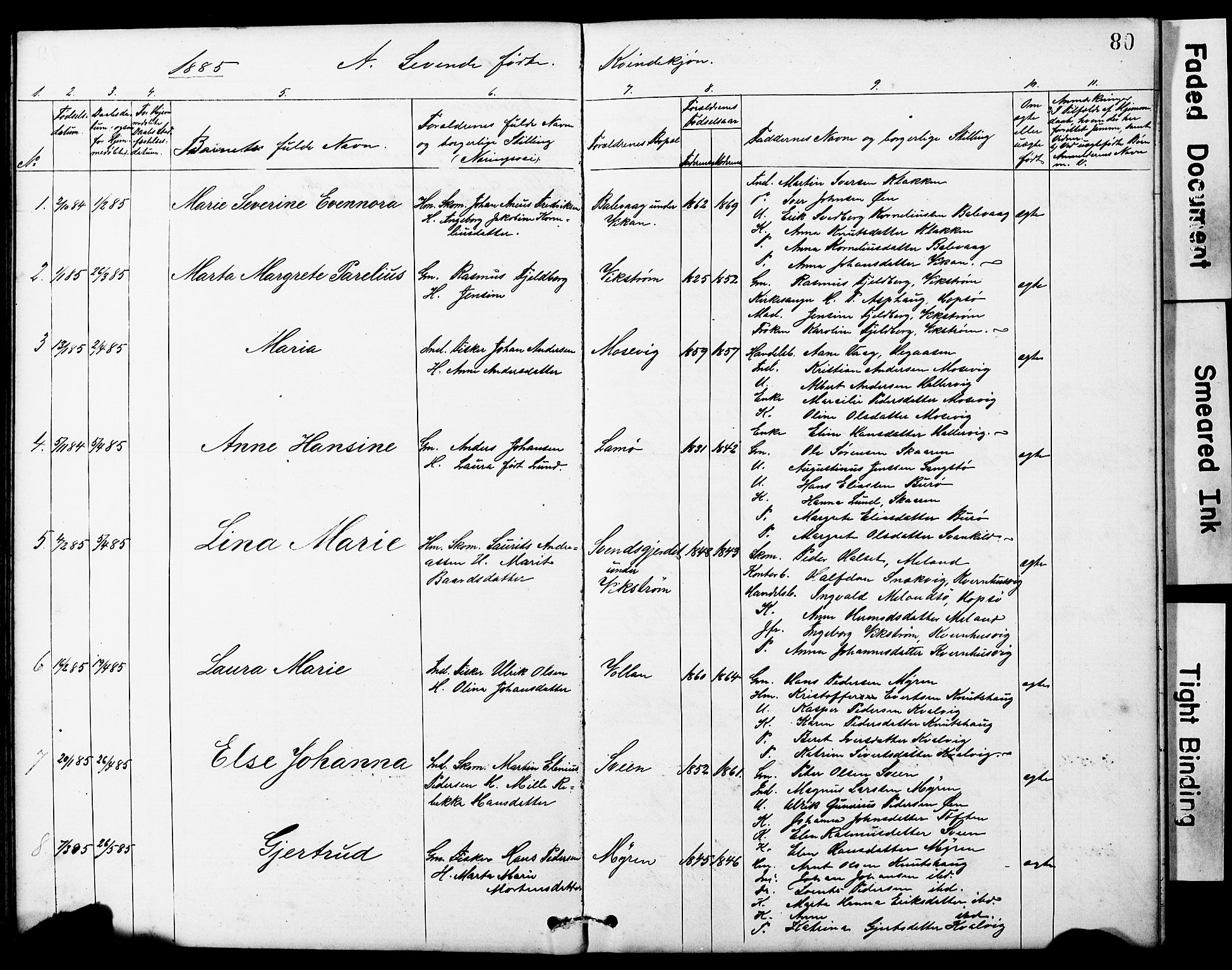 Ministerialprotokoller, klokkerbøker og fødselsregistre - Sør-Trøndelag, SAT/A-1456/634/L0541: Parish register (copy) no. 634C03, 1874-1891, p. 80