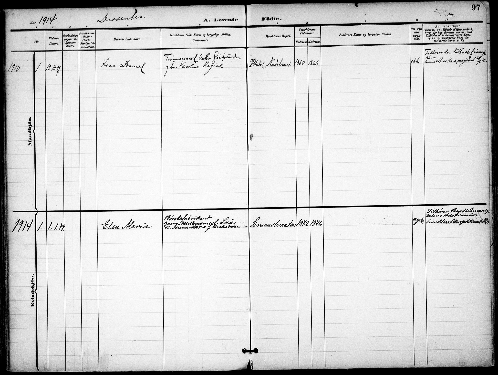 Nordstrand prestekontor Kirkebøker, AV/SAO-A-10362a/F/Fa/L0001: Parish register (official) no. 1, 1900-1914, p. 97