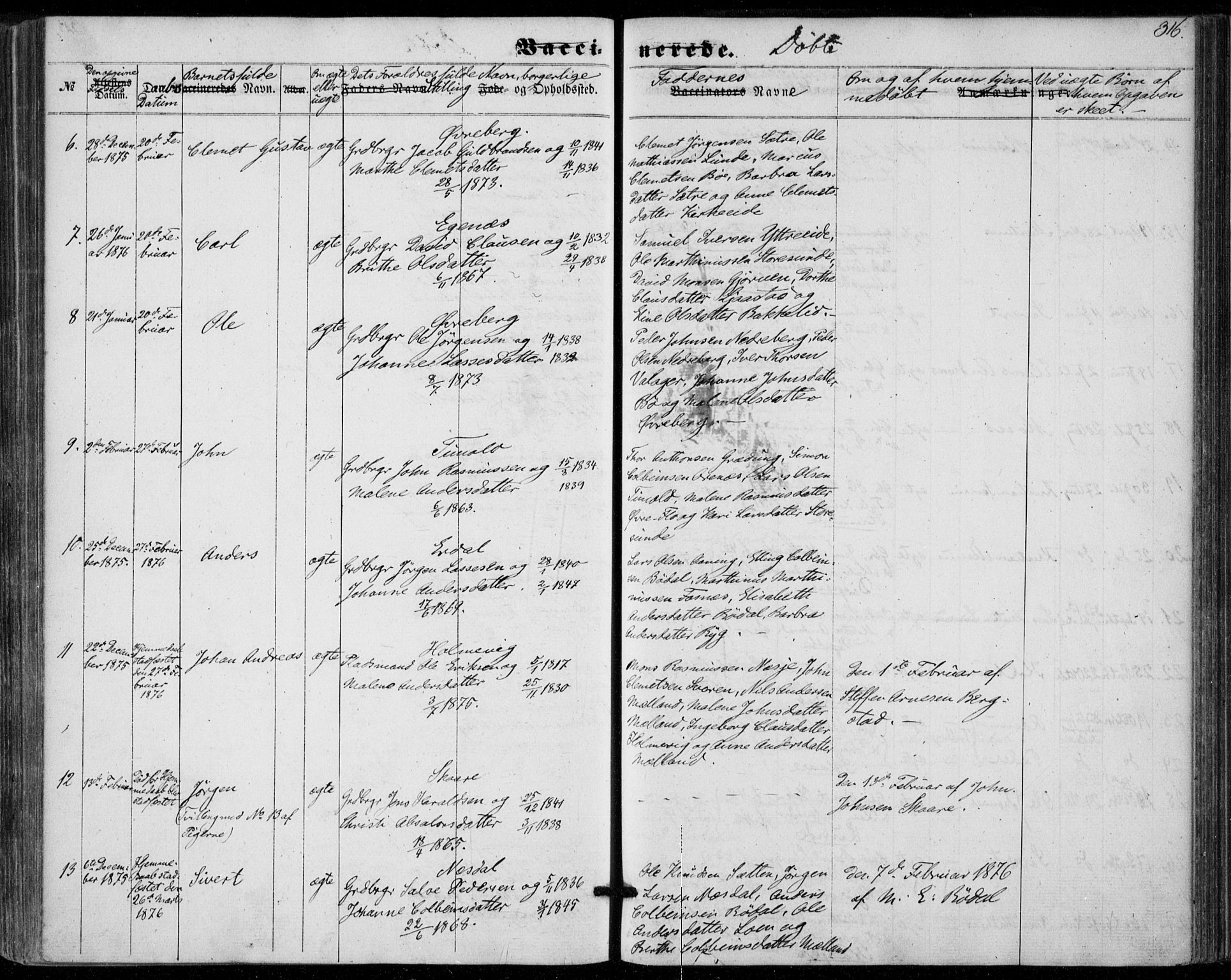 Stryn Sokneprestembete, AV/SAB-A-82501: Parish register (official) no. A 3, 1862-1877, p. 316