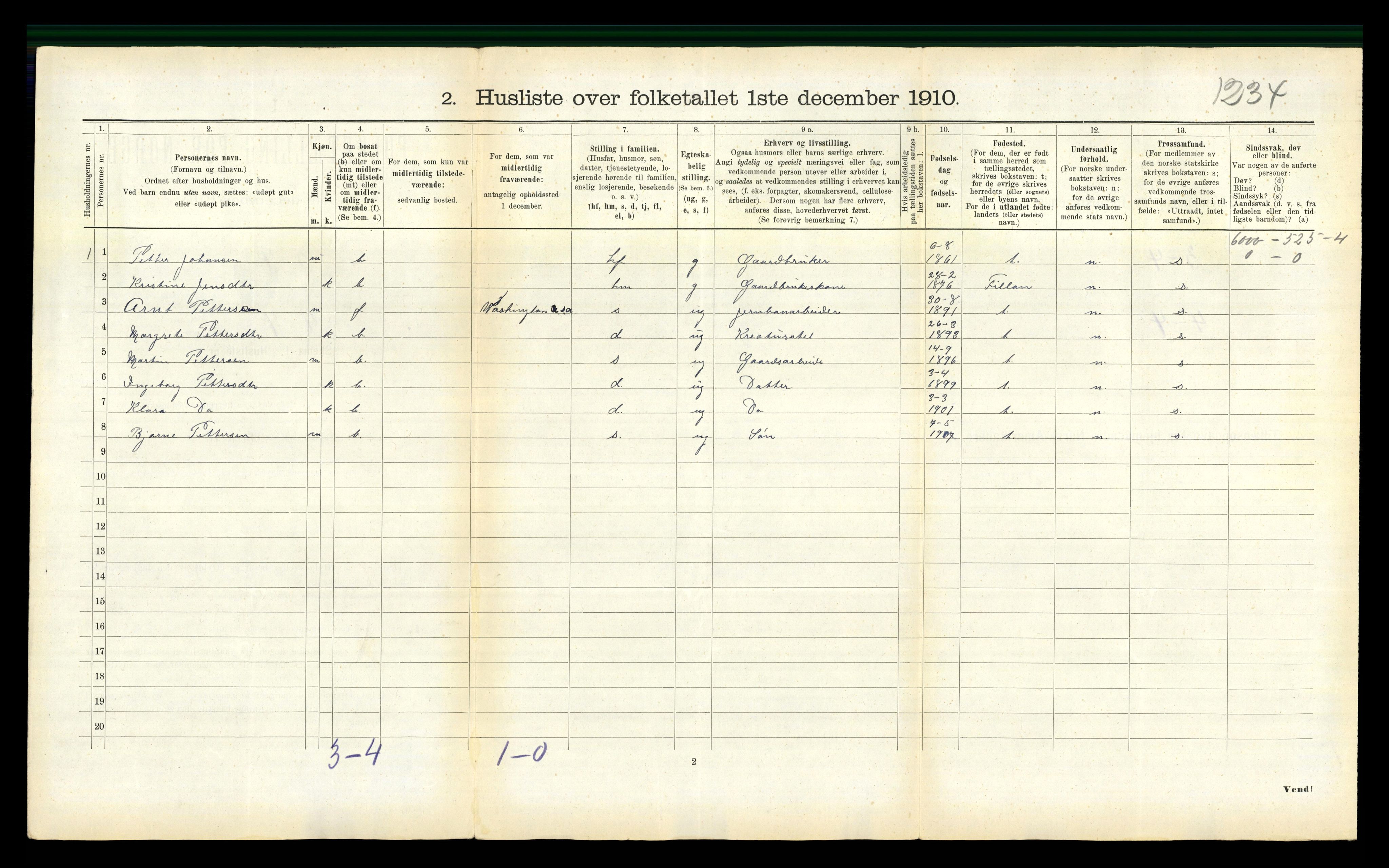 RA, 1910 census for Aa, 1910, p. 129