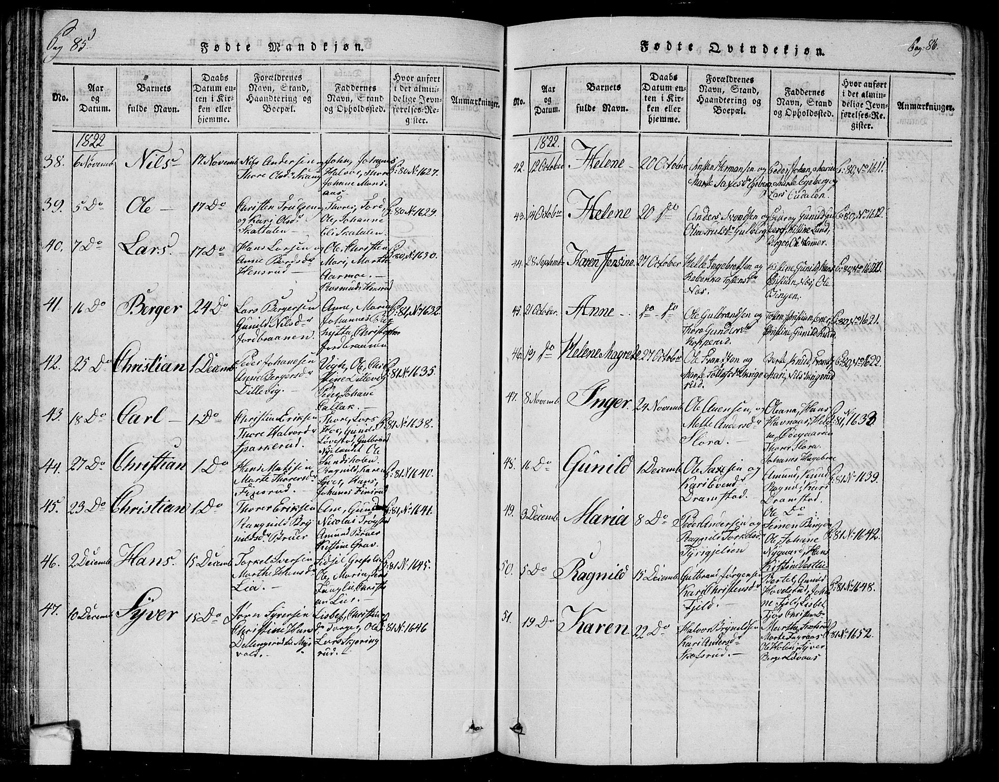 Trøgstad prestekontor Kirkebøker, AV/SAO-A-10925/G/Ga/L0001: Parish register (copy) no. I 1, 1815-1831, p. 85-86