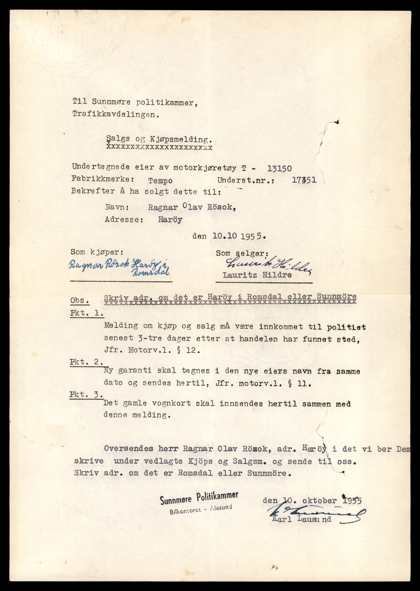 Møre og Romsdal vegkontor - Ålesund trafikkstasjon, AV/SAT-A-4099/F/Fe/L0037: Registreringskort for kjøretøy T 13031 - T 13179, 1927-1998, p. 2355