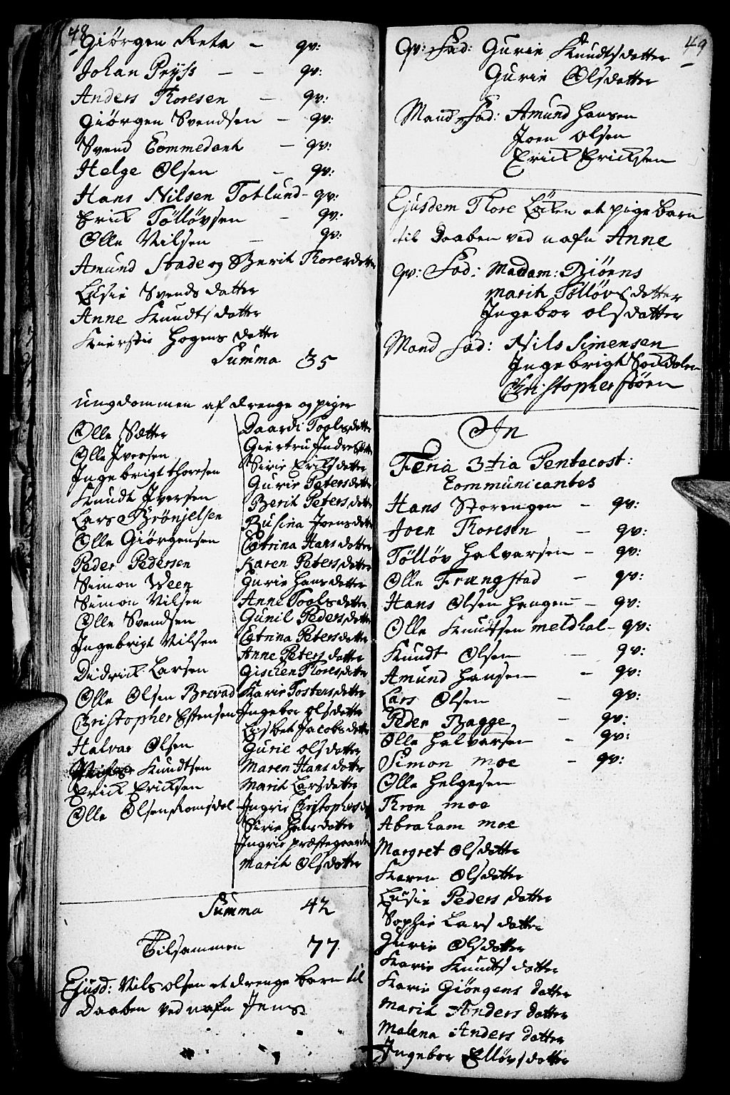 Kvikne prestekontor, AV/SAH-PREST-064/H/Ha/Haa/L0001: Parish register (official) no. 1, 1740-1756, p. 48-49