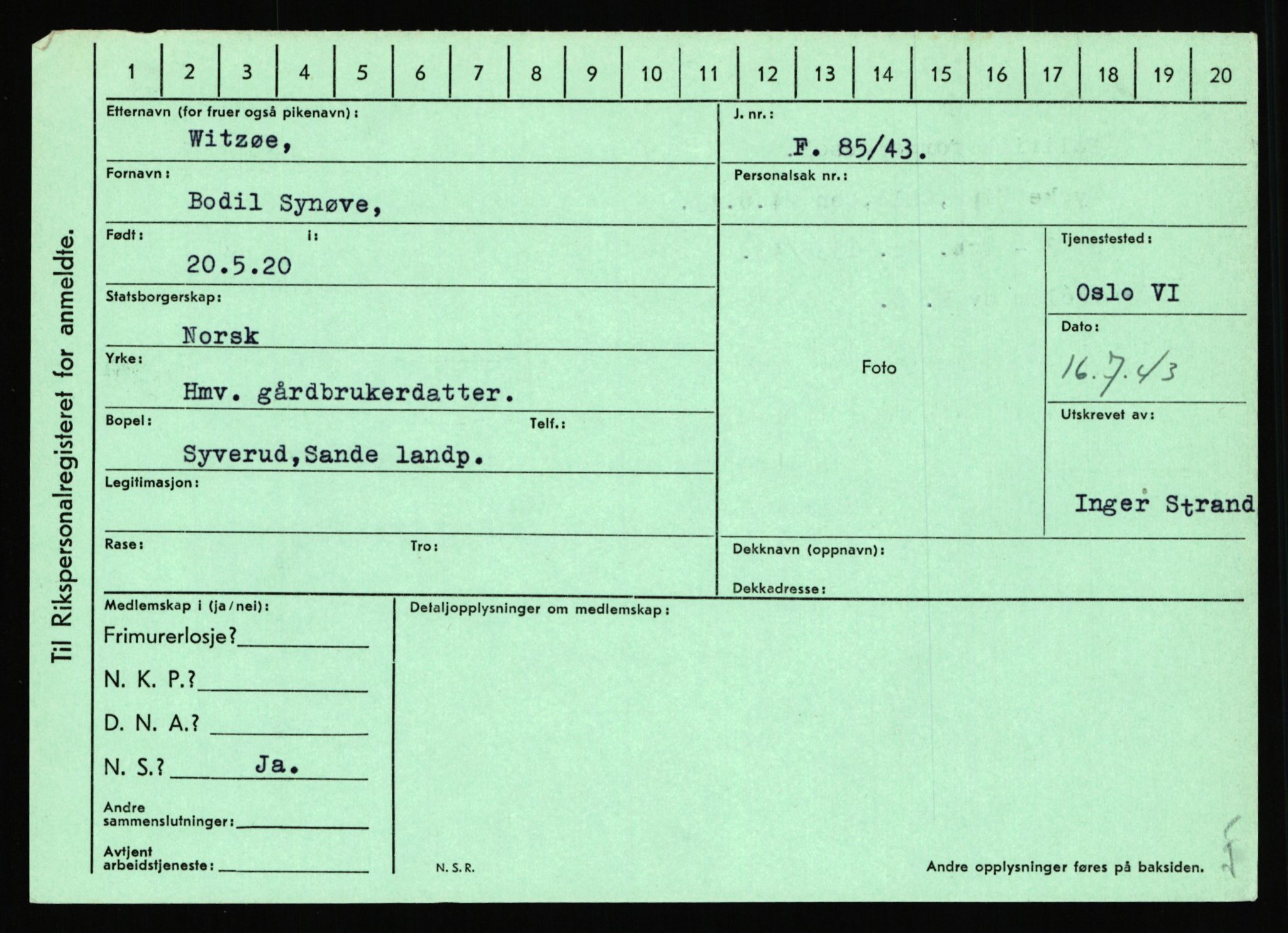 Statspolitiet - Hovedkontoret / Osloavdelingen, AV/RA-S-1329/C/Ca/L0016: Uberg - Øystese, 1943-1945, p. 2960