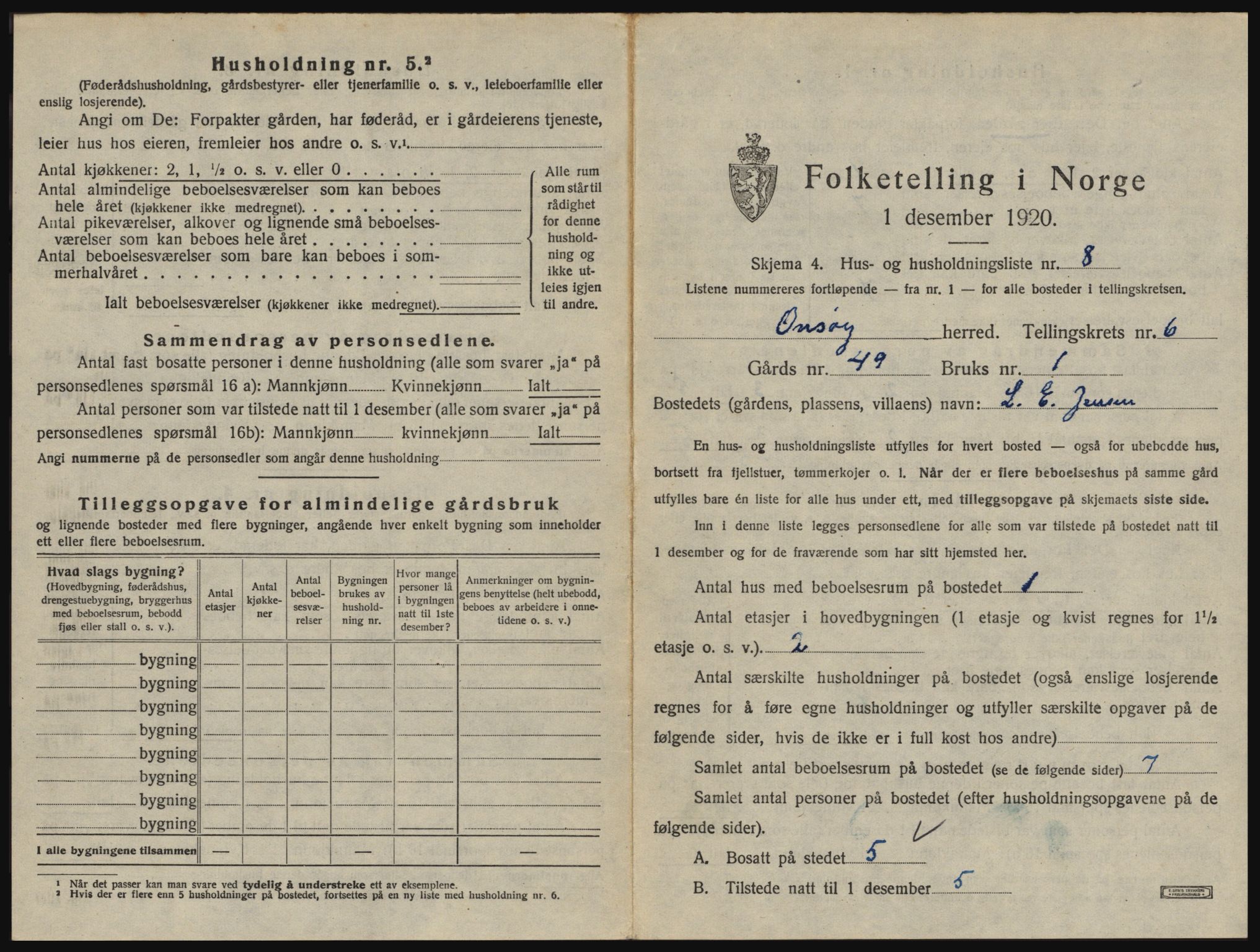 SAO, 1920 census for Onsøy, 1920, p. 944