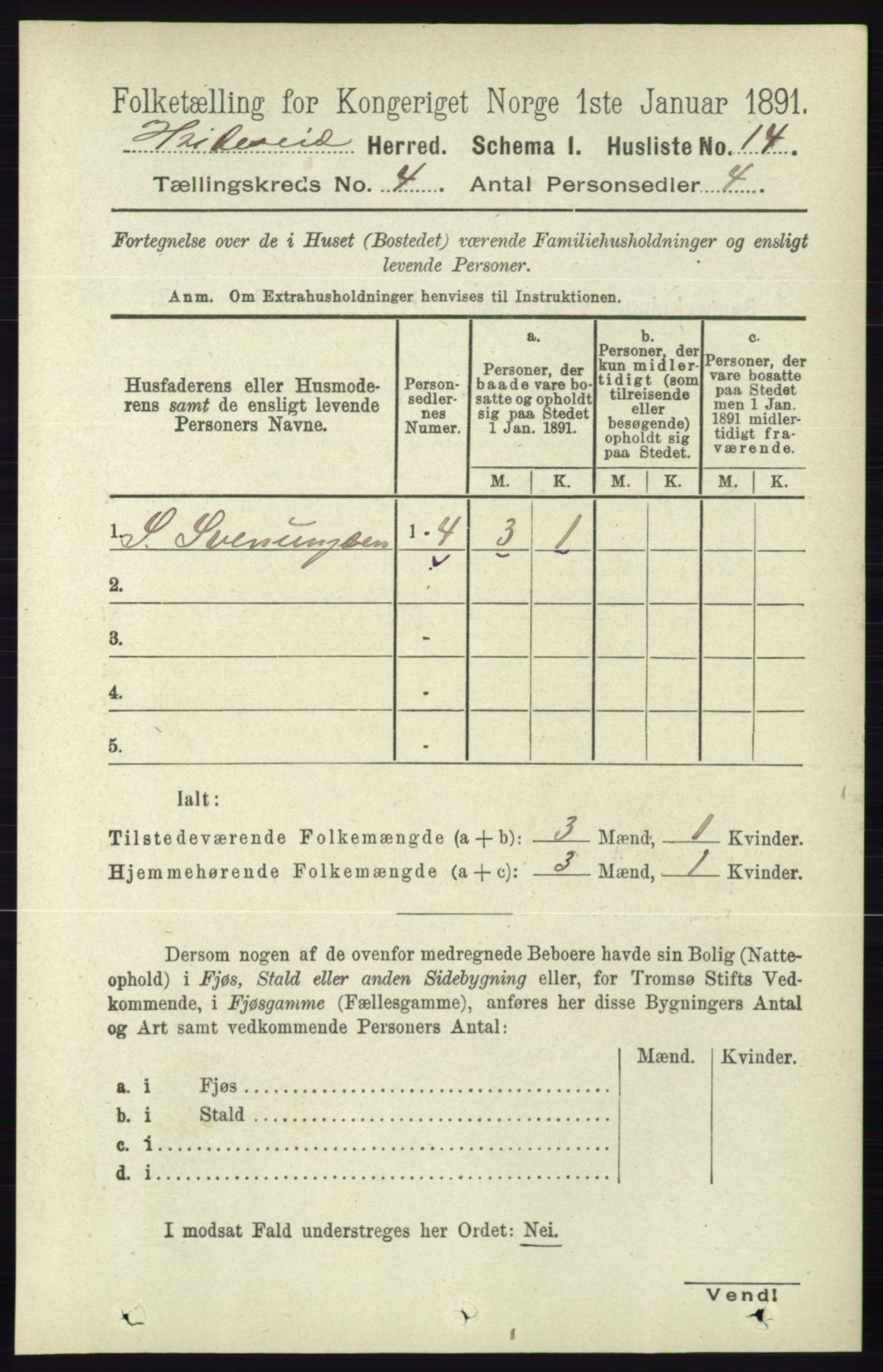 RA, 1891 census for 0829 Kviteseid, 1891, p. 718