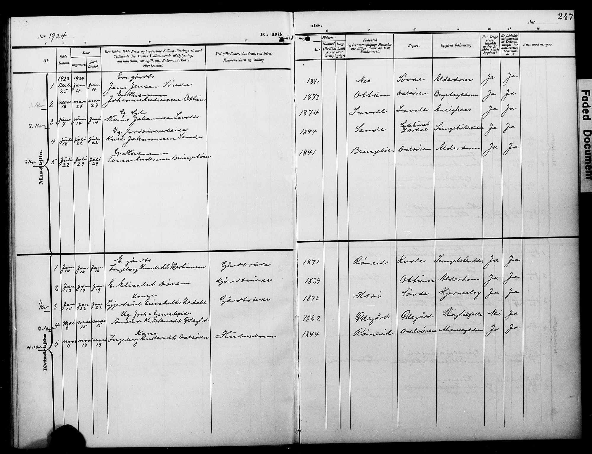 Luster sokneprestembete, AV/SAB-A-81101/H/Hab/Haba/L0001: Parish register (copy) no. A 1, 1903-1930, p. 247