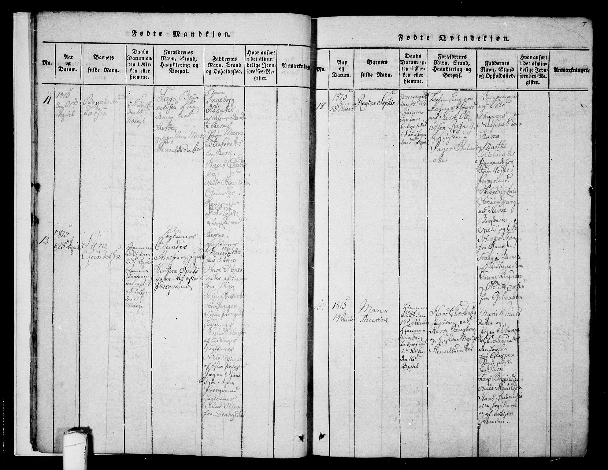 Porsgrunn kirkebøker , AV/SAKO-A-104/F/Fa/L0004: Parish register (official) no. 4, 1814-1828, p. 7