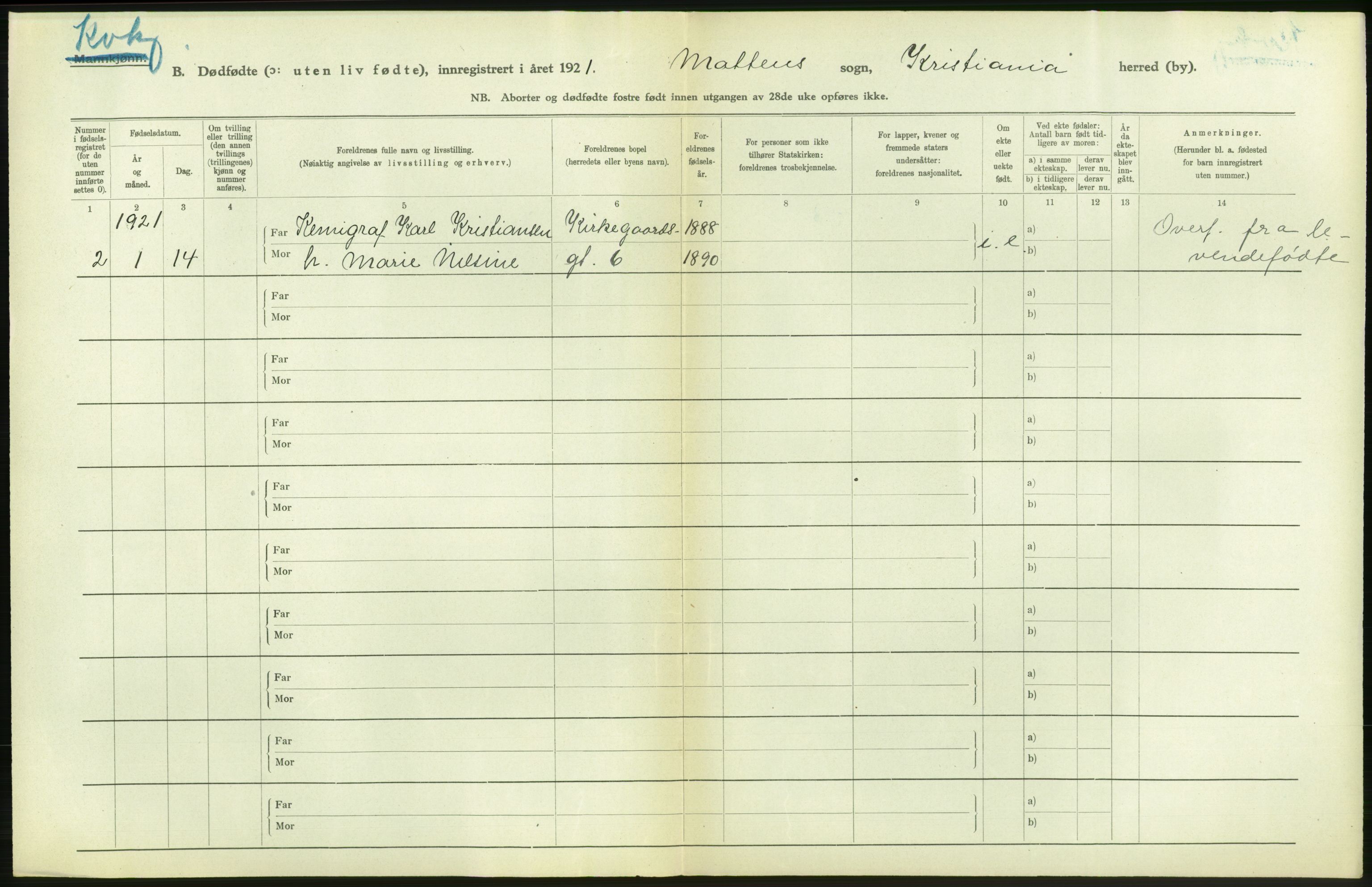 Statistisk sentralbyrå, Sosiodemografiske emner, Befolkning, AV/RA-S-2228/D/Df/Dfc/Dfca/L0013: Kristiania: Døde, dødfødte, 1921, p. 620