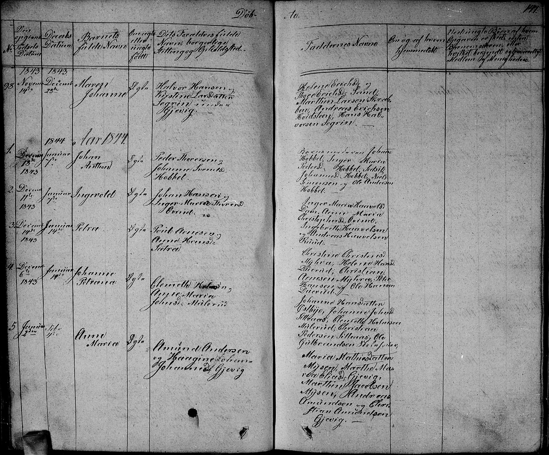 Enebakk prestekontor Kirkebøker, SAO/A-10171c/G/Ga/L0003: Parish register (copy) no. I 3, 1833-1849, p. 147