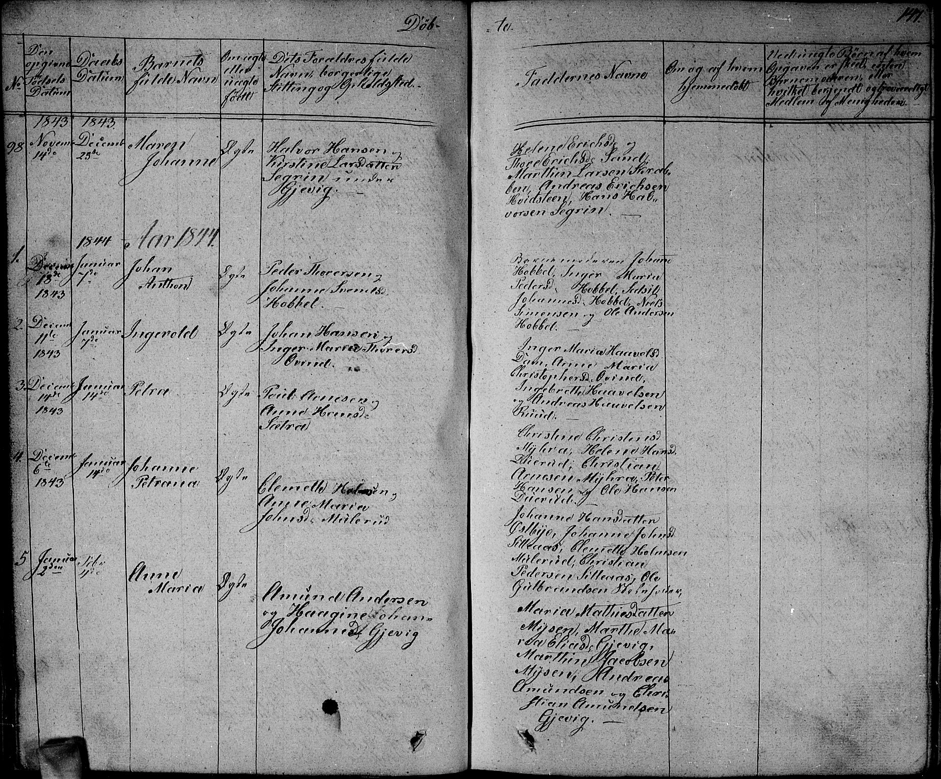 Enebakk prestekontor Kirkebøker, AV/SAO-A-10171c/G/Ga/L0003: Parish register (copy) no. I 3, 1833-1849, p. 147