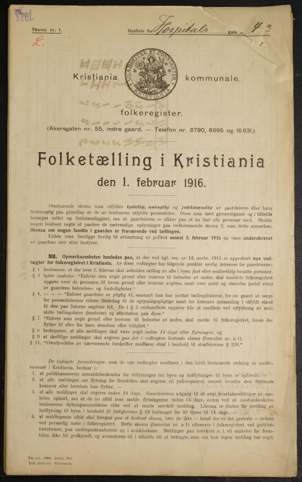 OBA, Municipal Census 1916 for Kristiania, 1916, p. 42086