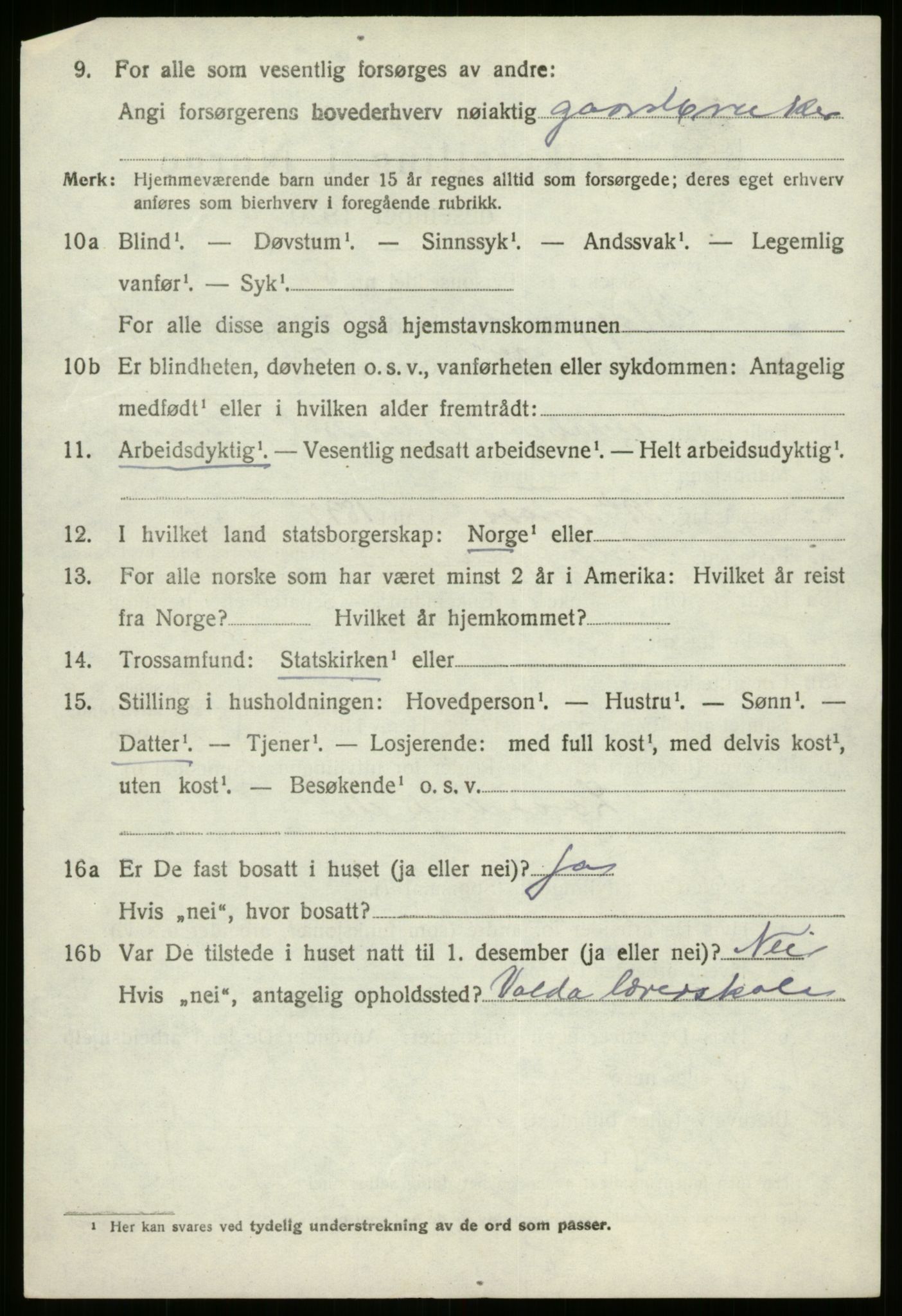 SAB, 1920 census for Gloppen, 1920, p. 3321