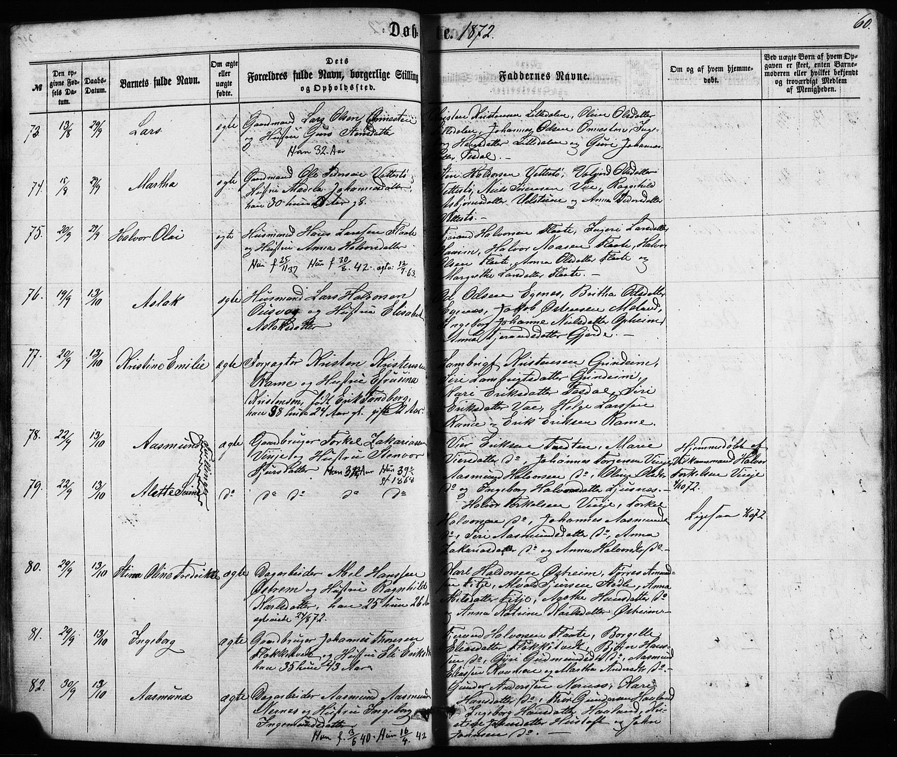 Etne sokneprestembete, SAB/A-75001/H/Haa: Parish register (official) no. A 9, 1862-1878, p. 60