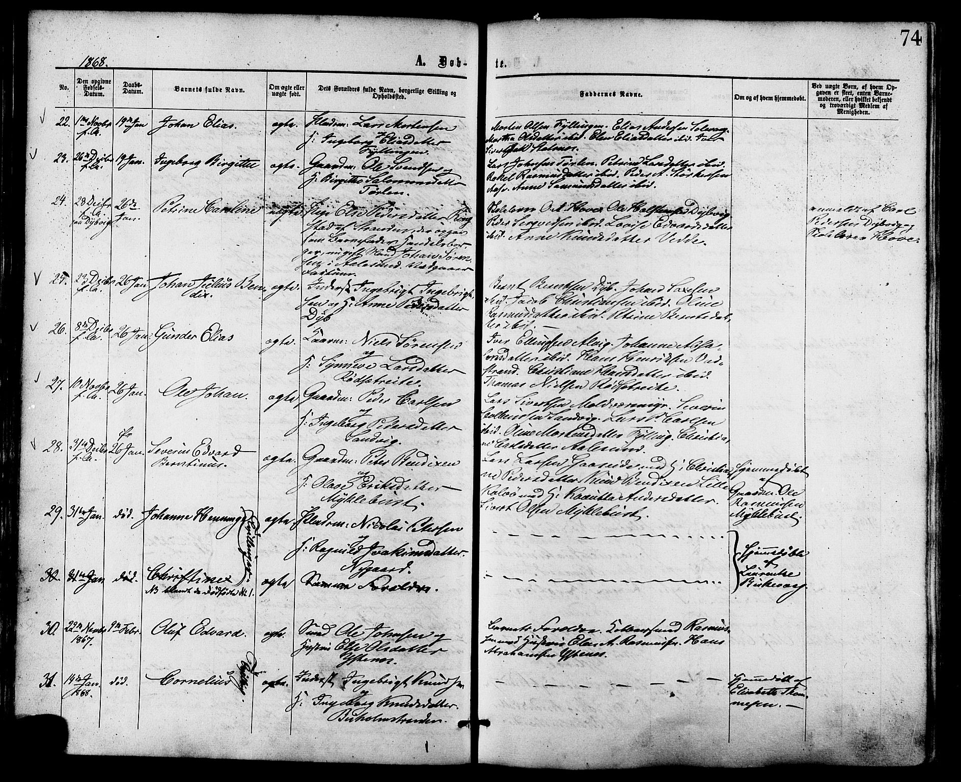 Ministerialprotokoller, klokkerbøker og fødselsregistre - Møre og Romsdal, AV/SAT-A-1454/528/L0399: Parish register (official) no. 528A10, 1864-1879, p. 74