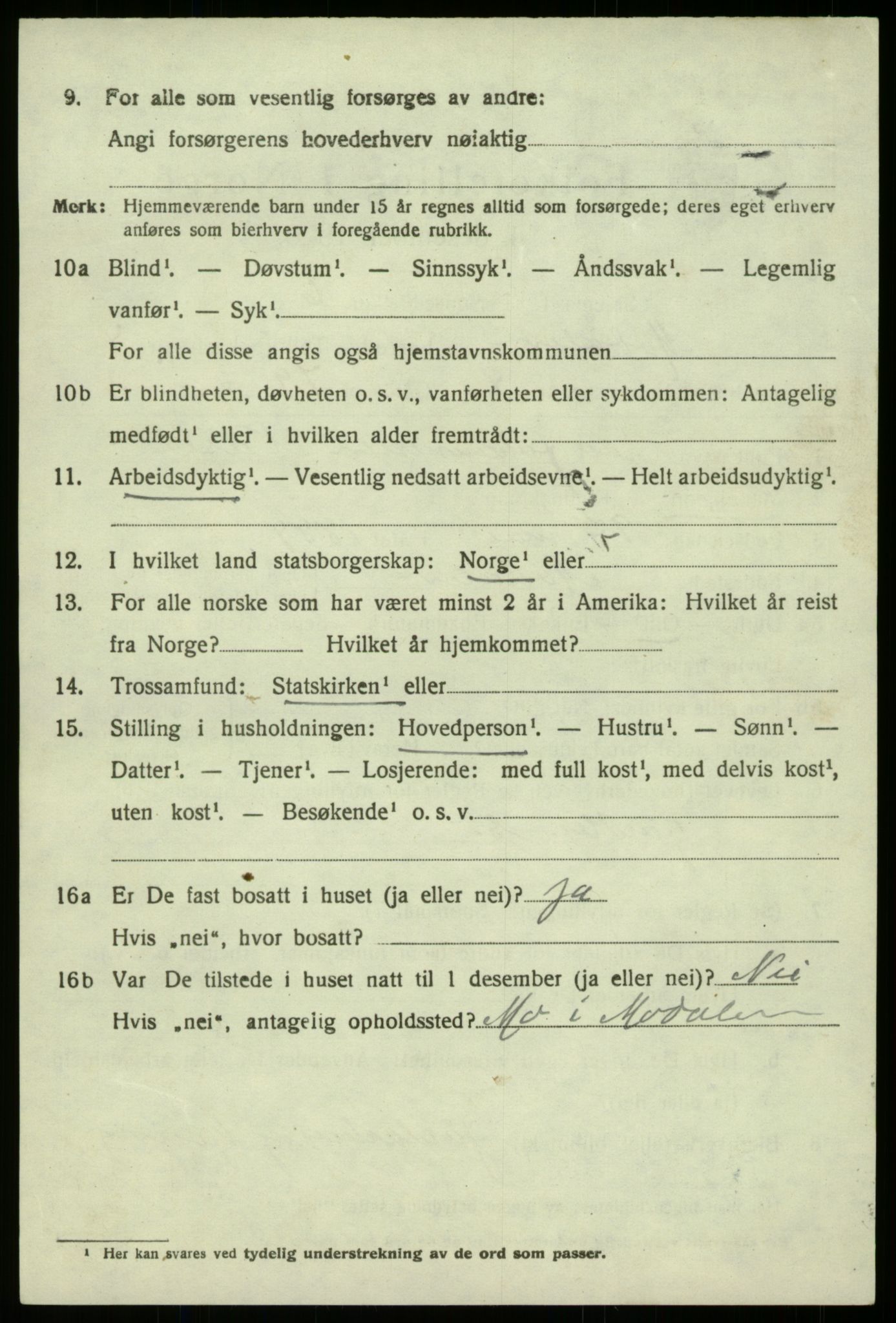 SAB, 1920 census for Modalen, 1920, p. 915