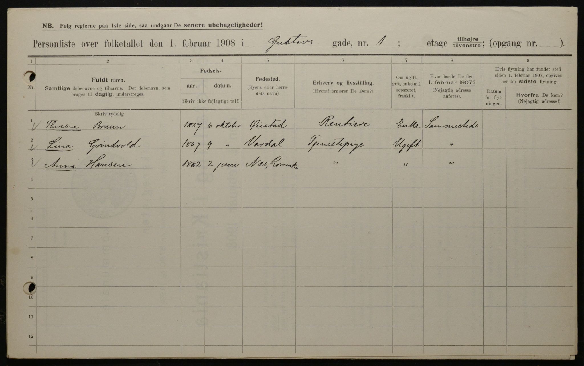 OBA, Municipal Census 1908 for Kristiania, 1908, p. 29302