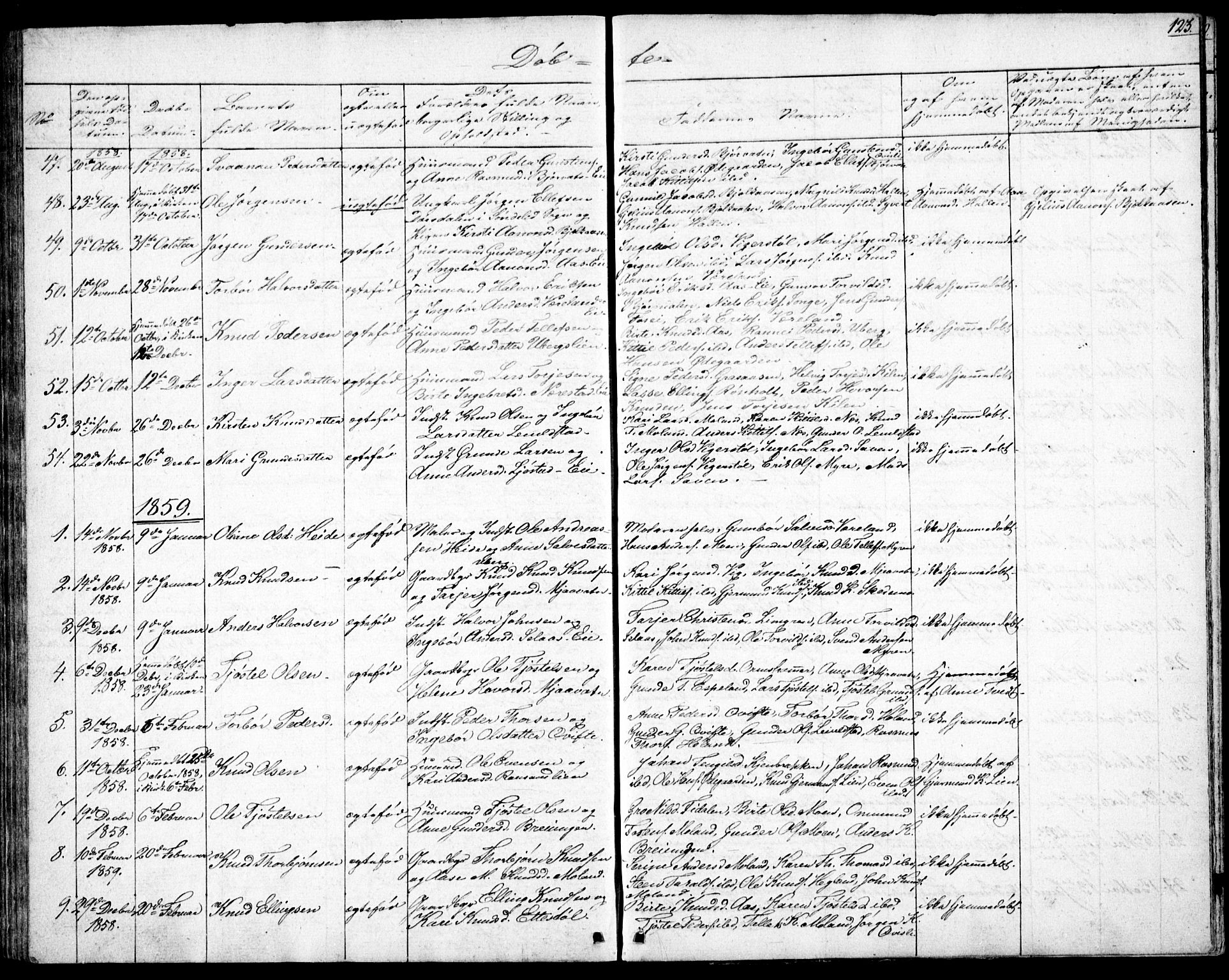 Gjerstad sokneprestkontor, SAK/1111-0014/F/Fb/Fbb/L0002: Parish register (copy) no. B 2, 1831-1862, p. 123