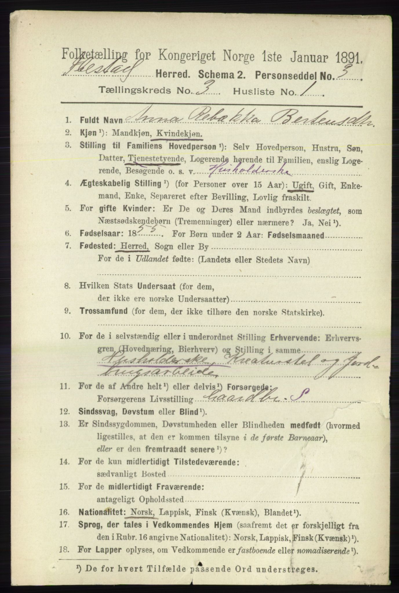 RA, 1891 census for 1917 Ibestad, 1891, p. 1717