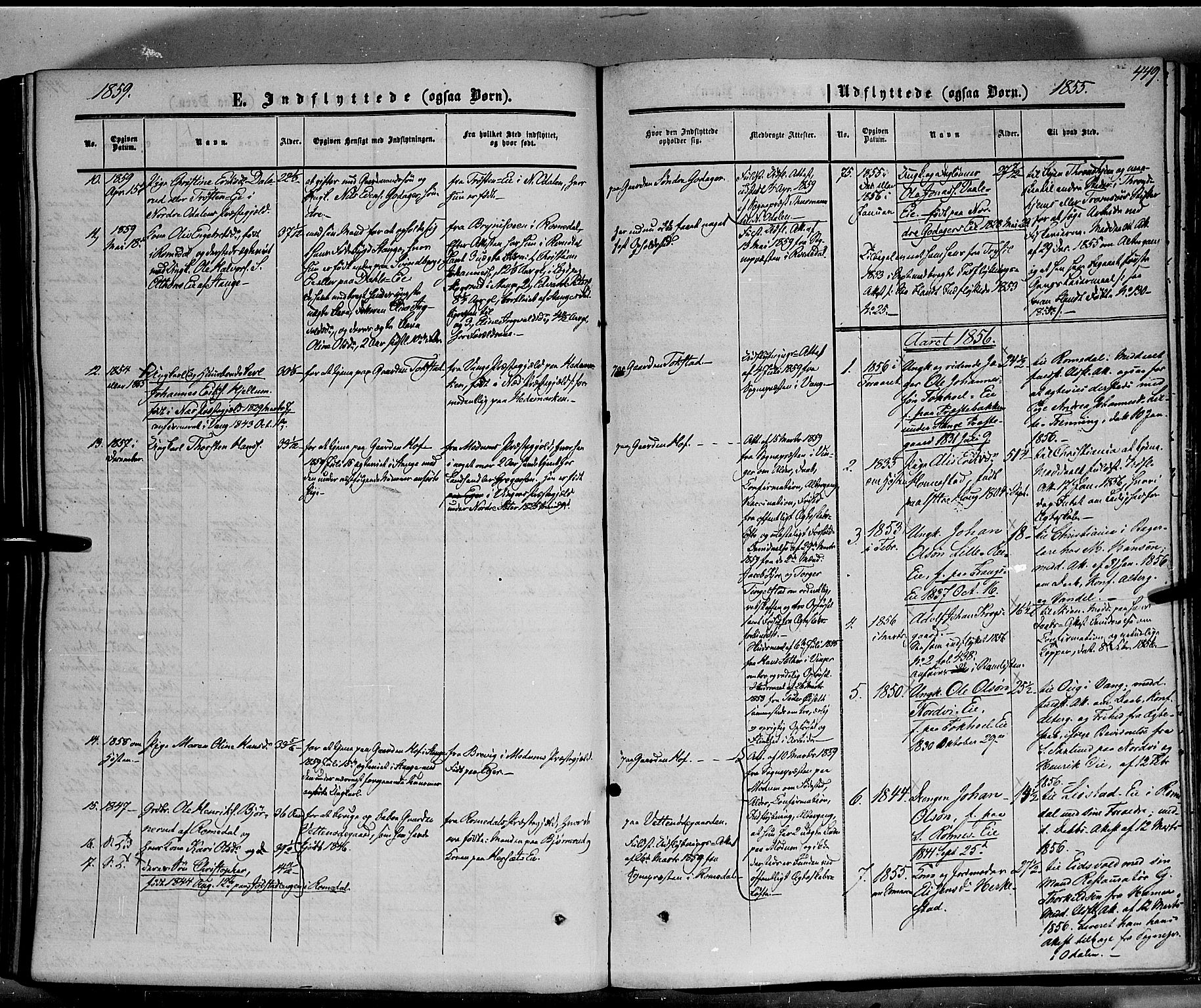 Stange prestekontor, SAH/PREST-002/K/L0012: Parish register (official) no. 12, 1852-1862, p. 449