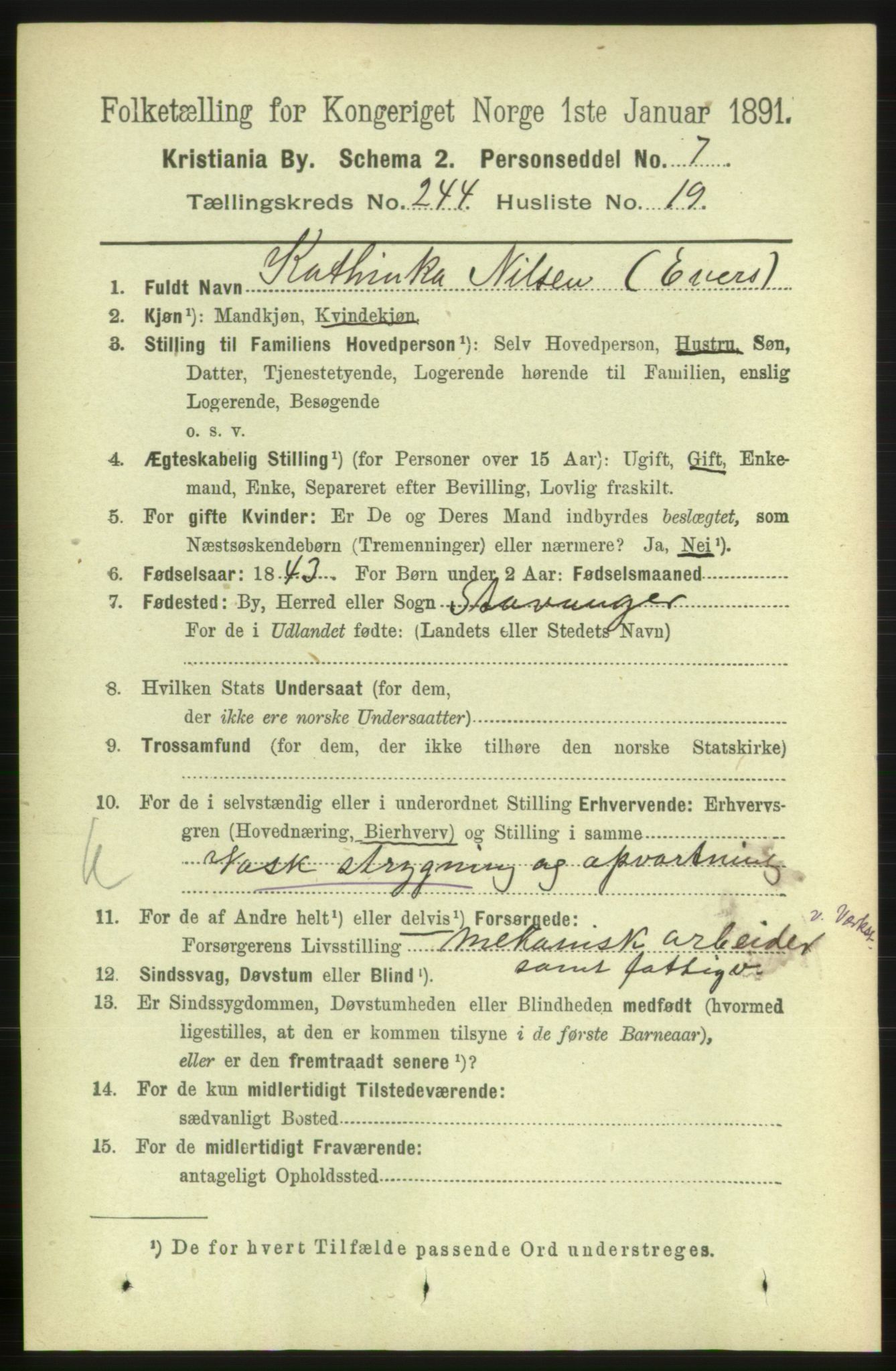 RA, 1891 census for 0301 Kristiania, 1891, p. 148981