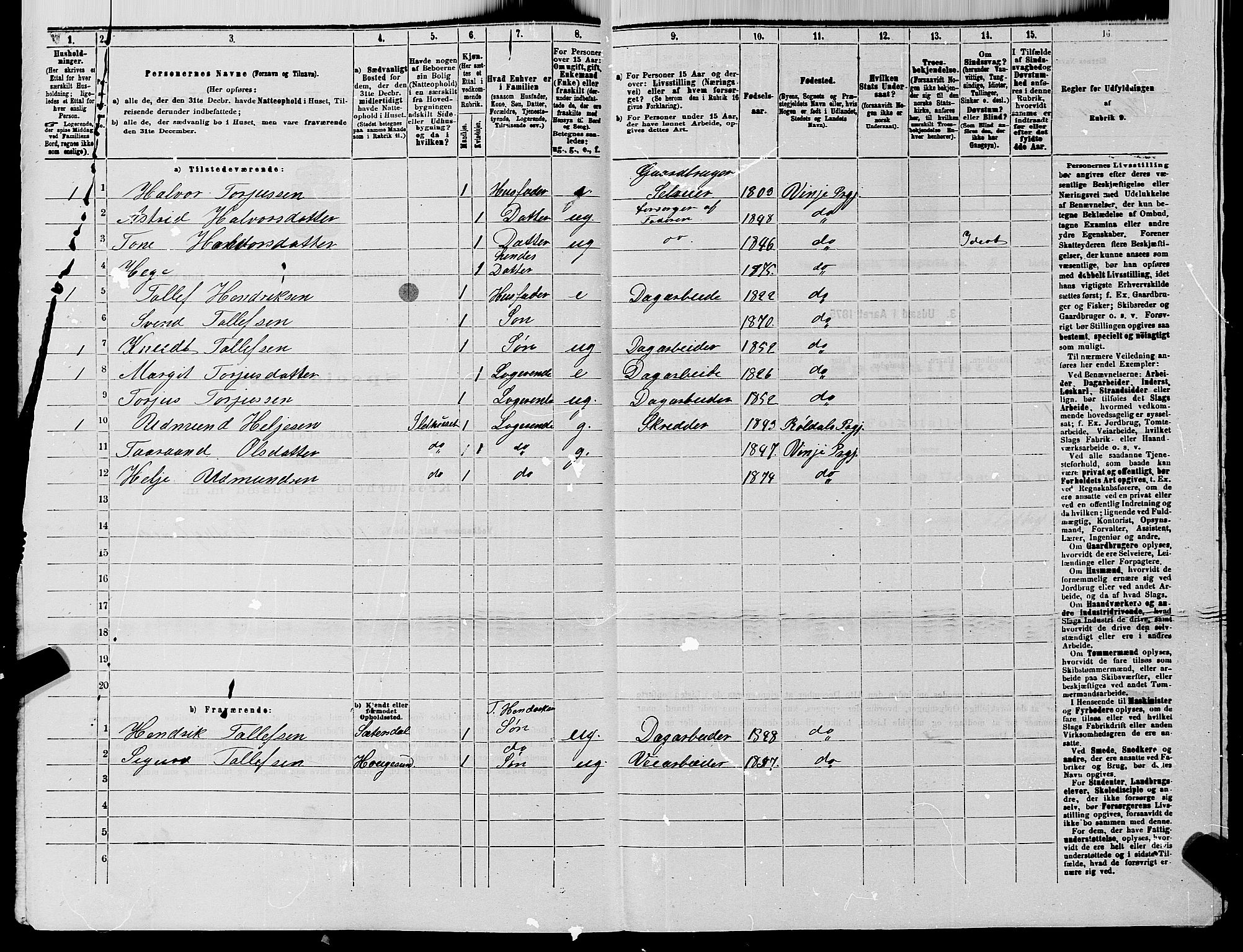 SAKO, 1875 census for 0834P Vinje, 1875, p. 658