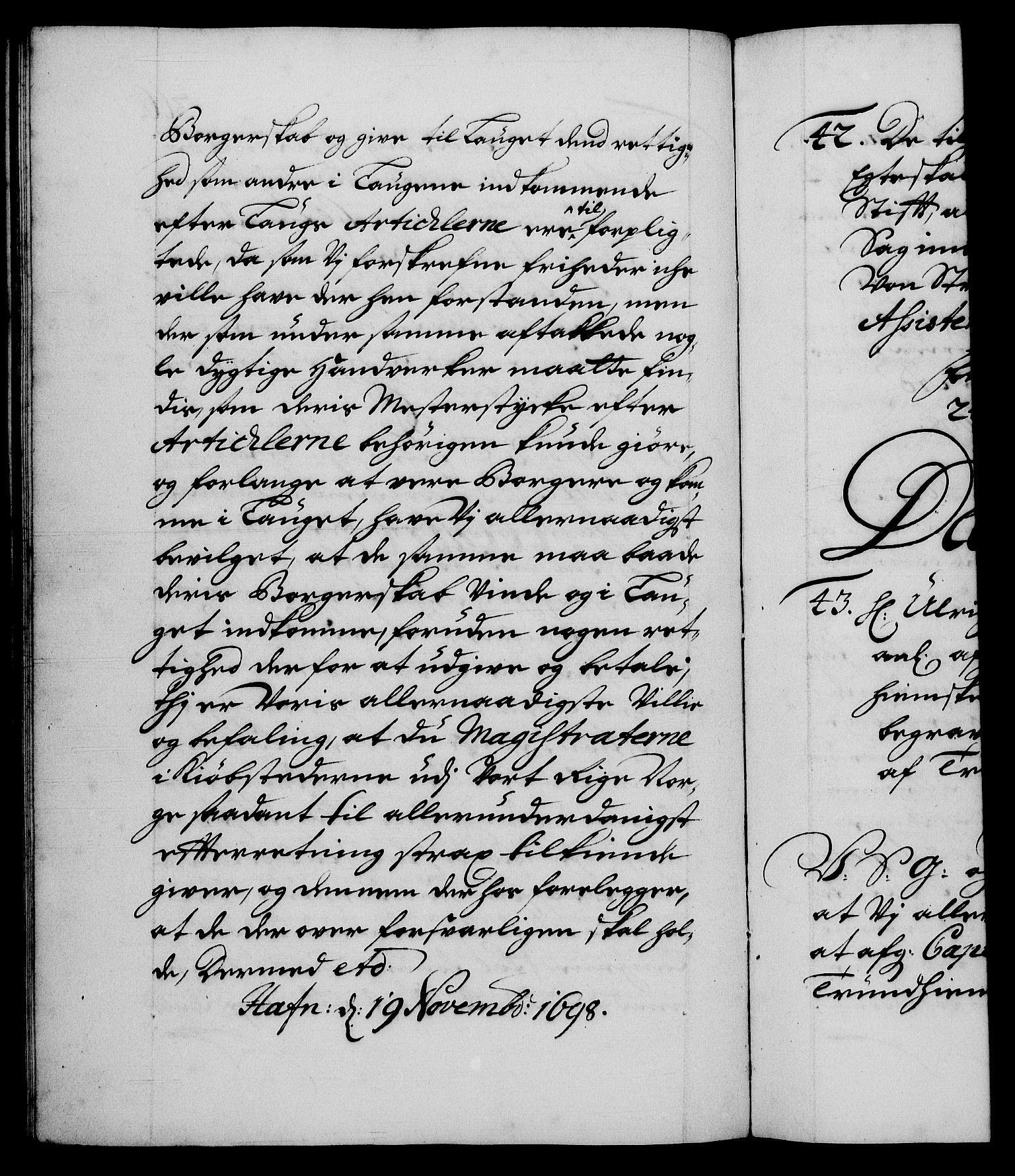 Danske Kanselli 1572-1799, AV/RA-EA-3023/F/Fc/Fca/Fcab/L0015: Norske tegnelser (mikrofilm), 1692-1699, p. 366b