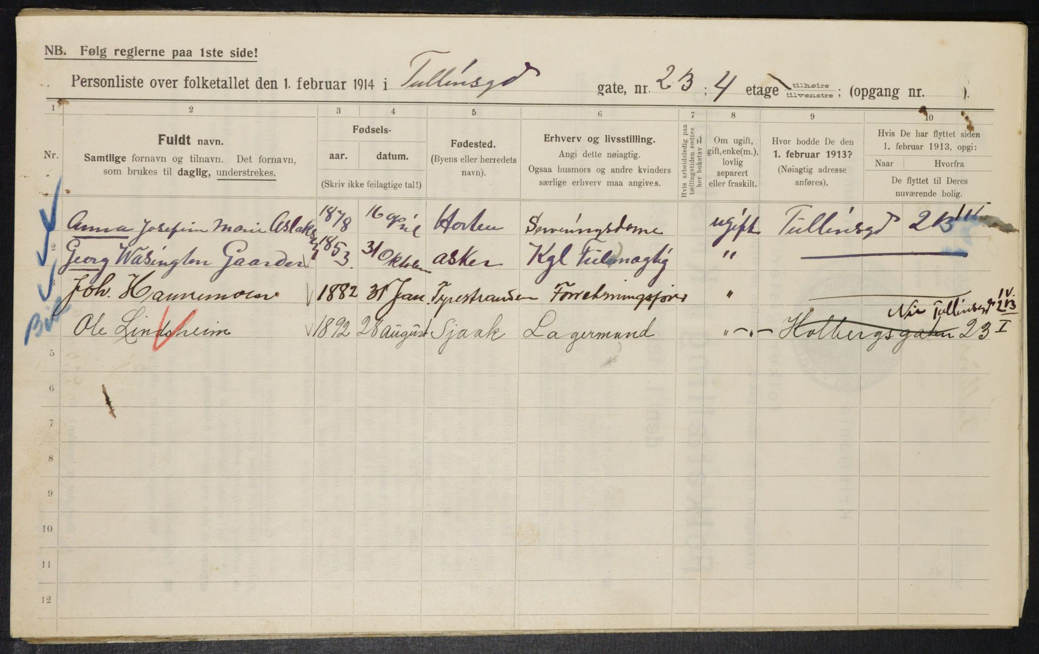 OBA, Municipal Census 1914 for Kristiania, 1914, p. 116355