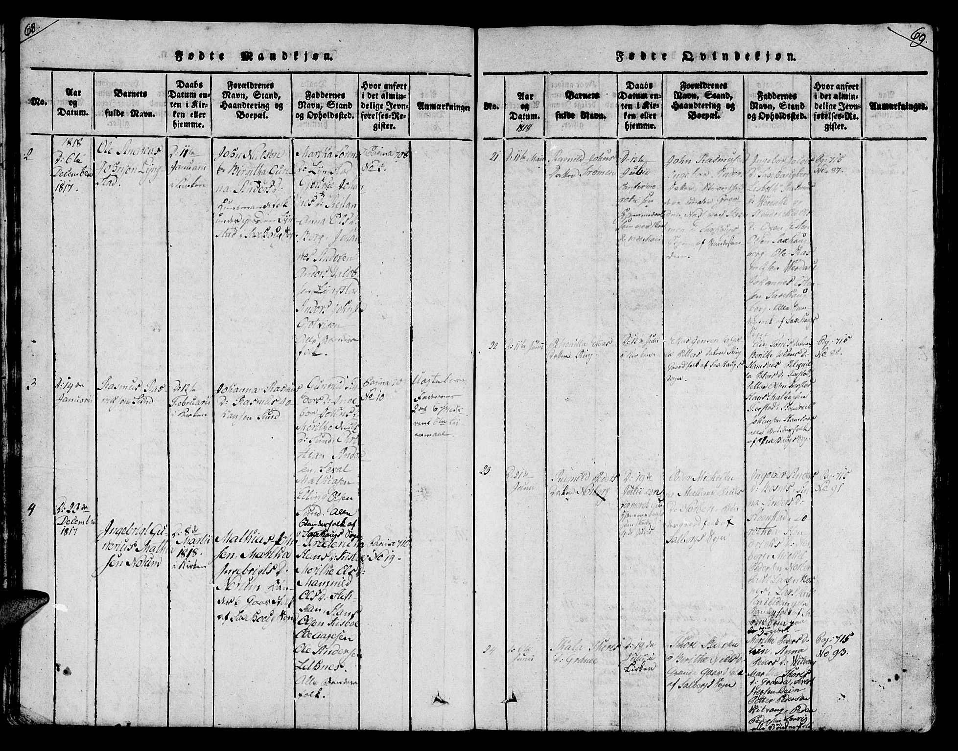 Ministerialprotokoller, klokkerbøker og fødselsregistre - Nord-Trøndelag, AV/SAT-A-1458/730/L0275: Parish register (official) no. 730A04, 1816-1822, p. 68-69