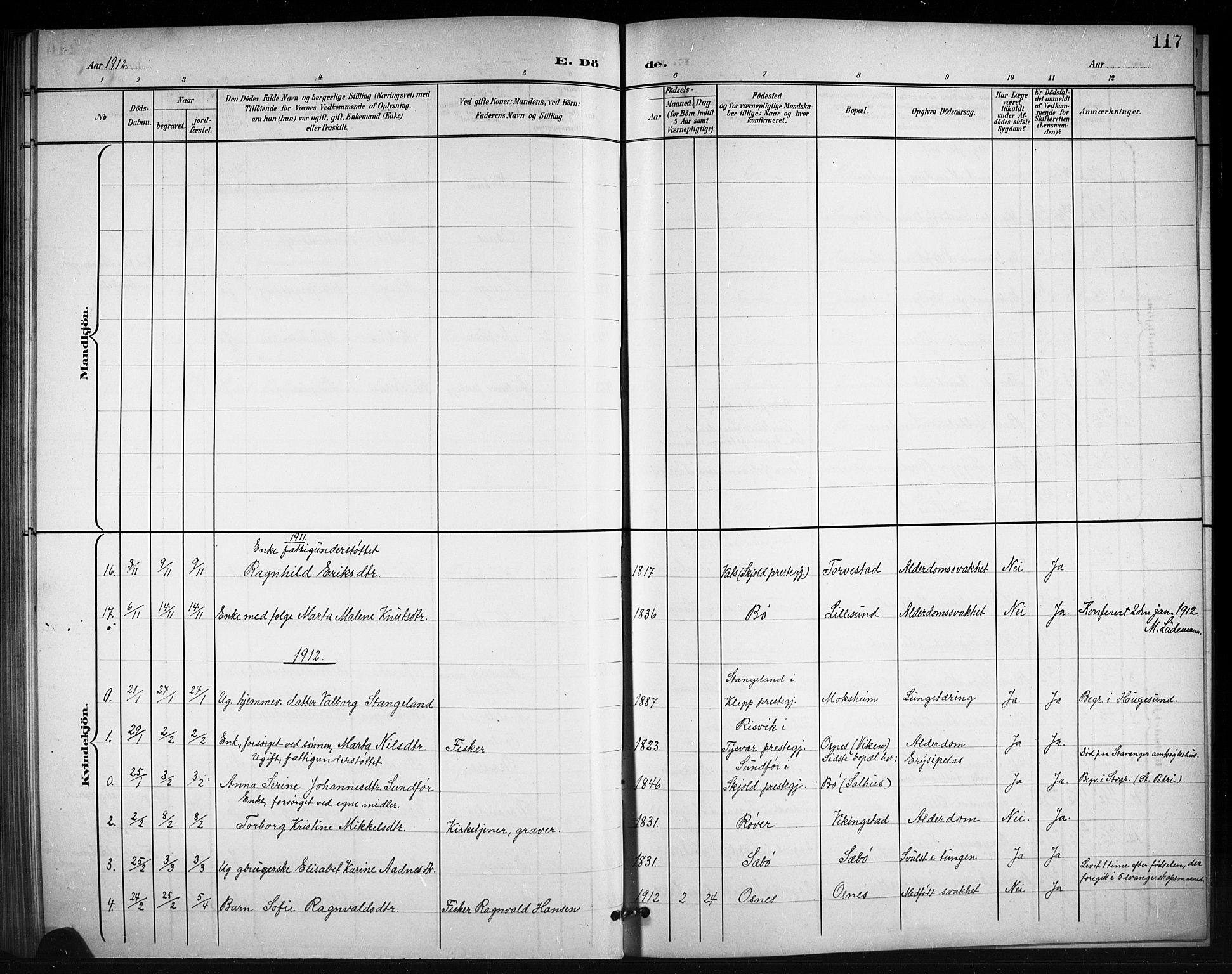 Torvastad sokneprestkontor, SAST/A -101857/H/Ha/Hab/L0008: Parish register (copy) no. B 8, 1901-1924, p. 117
