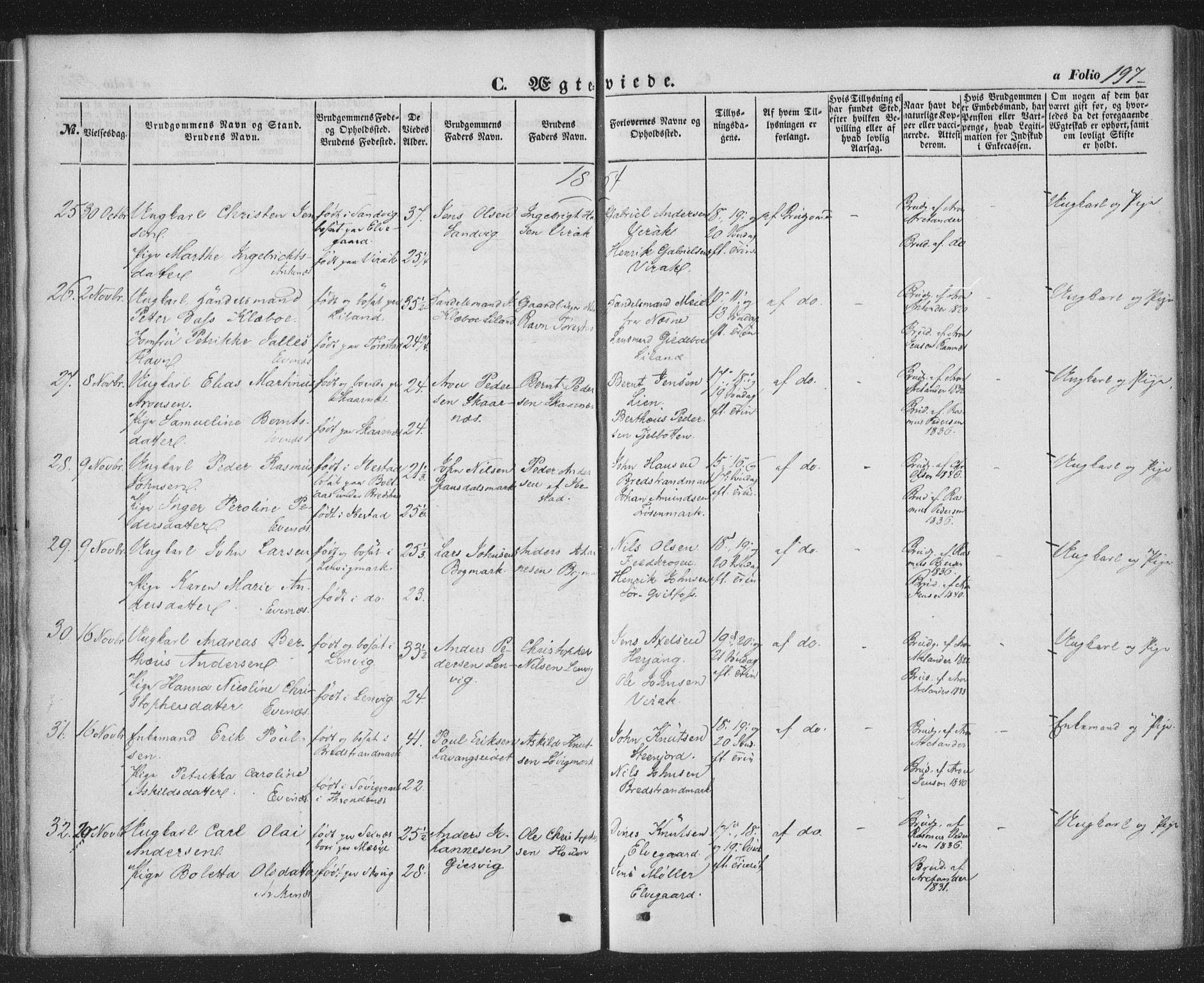 Ministerialprotokoller, klokkerbøker og fødselsregistre - Nordland, SAT/A-1459/863/L0895: Parish register (official) no. 863A07, 1851-1860, p. 197