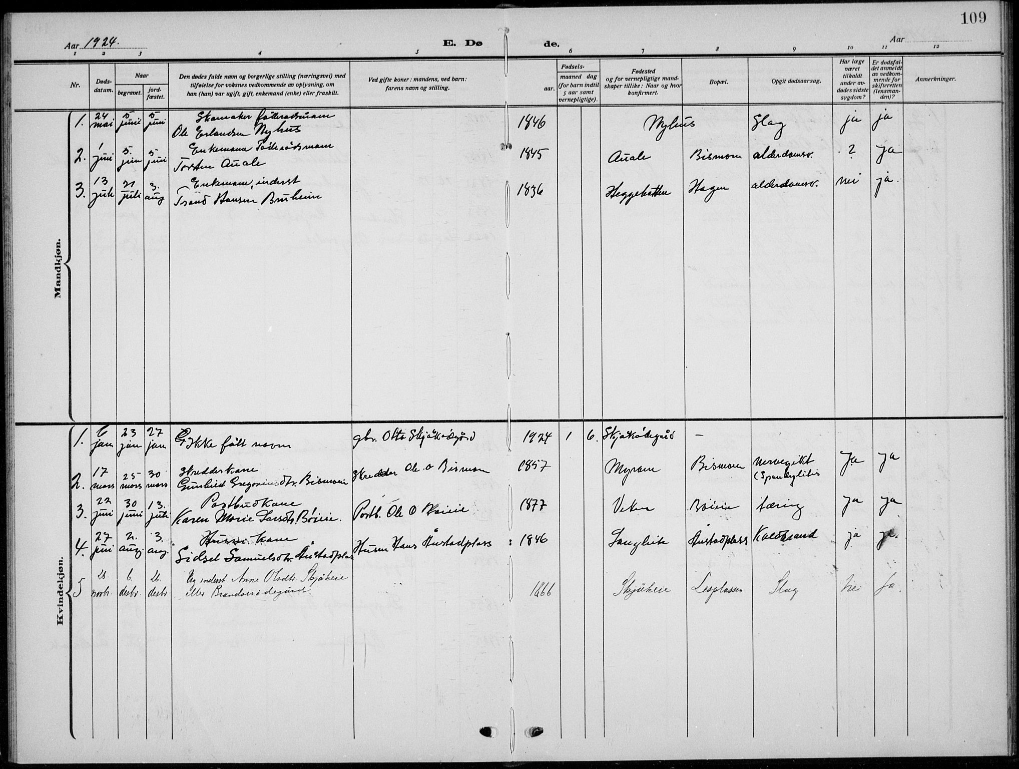 Skjåk prestekontor, AV/SAH-PREST-072/H/Ha/Hab/L0005: Parish register (copy) no. 5, 1922-1936, p. 109