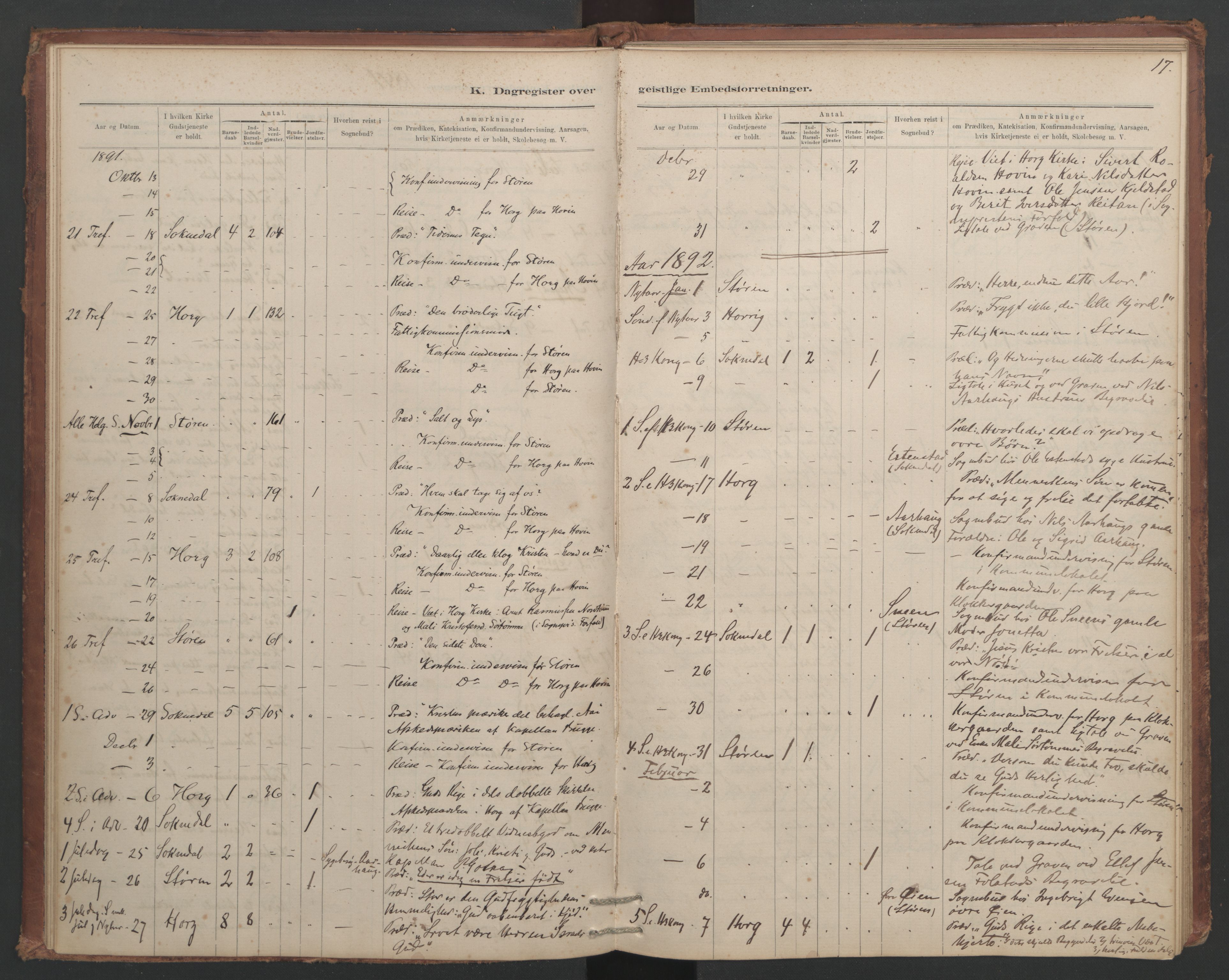Ministerialprotokoller, klokkerbøker og fødselsregistre - Sør-Trøndelag, SAT/A-1456/687/L1012: Diary records no. 687B01, 1887-1914, p. 17