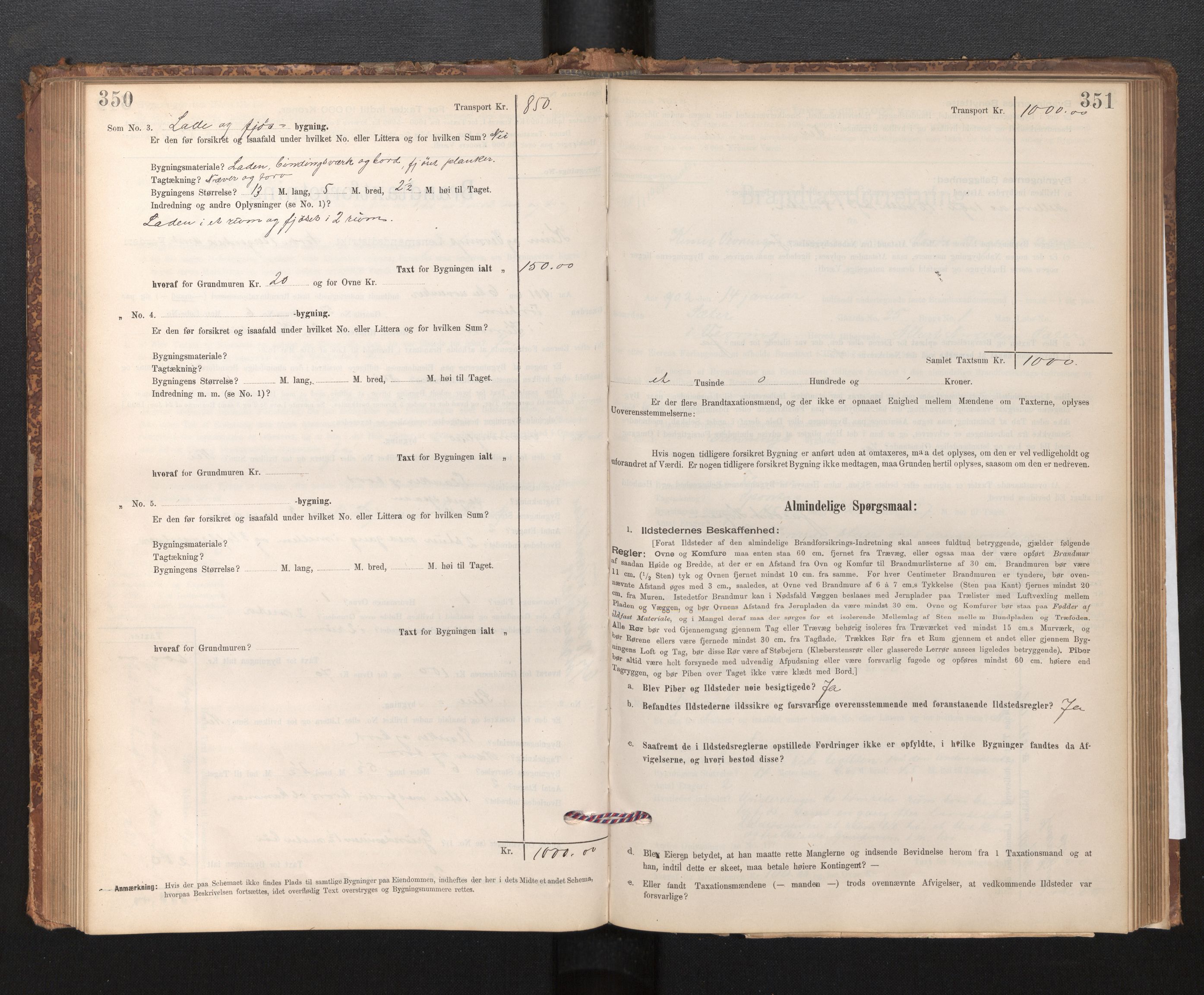 Lensmannen i Kinn, SAB/A-28801/0012/L0004f: Branntakstprotokoll, skjematakst, 1894-1911, p. 350-351