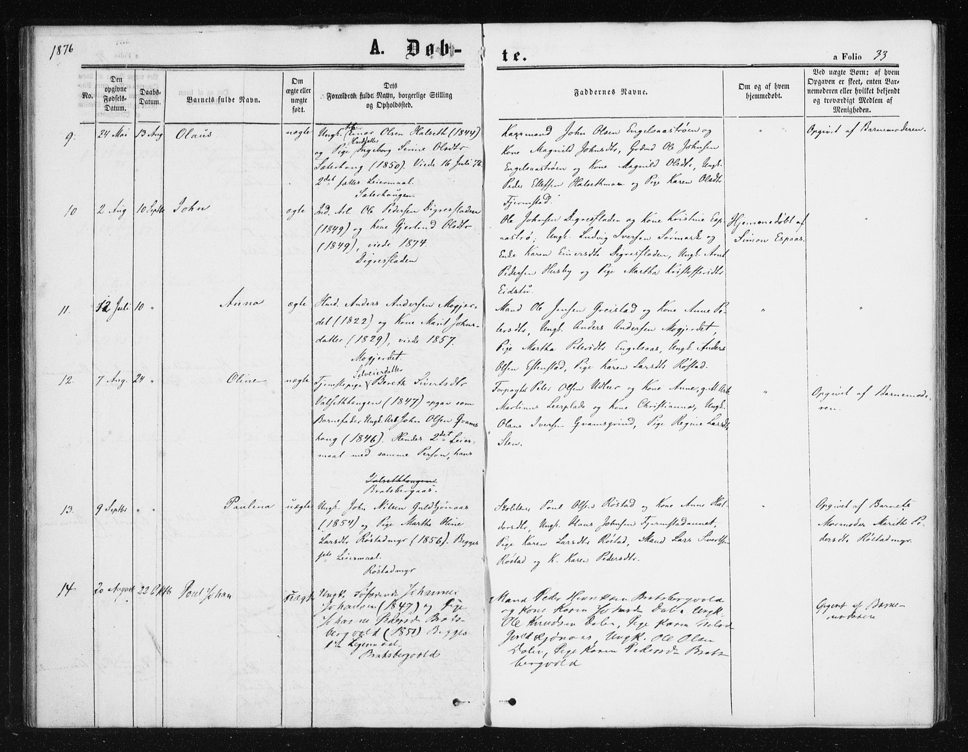 Ministerialprotokoller, klokkerbøker og fødselsregistre - Sør-Trøndelag, SAT/A-1456/608/L0333: Parish register (official) no. 608A02, 1862-1876, p. 33